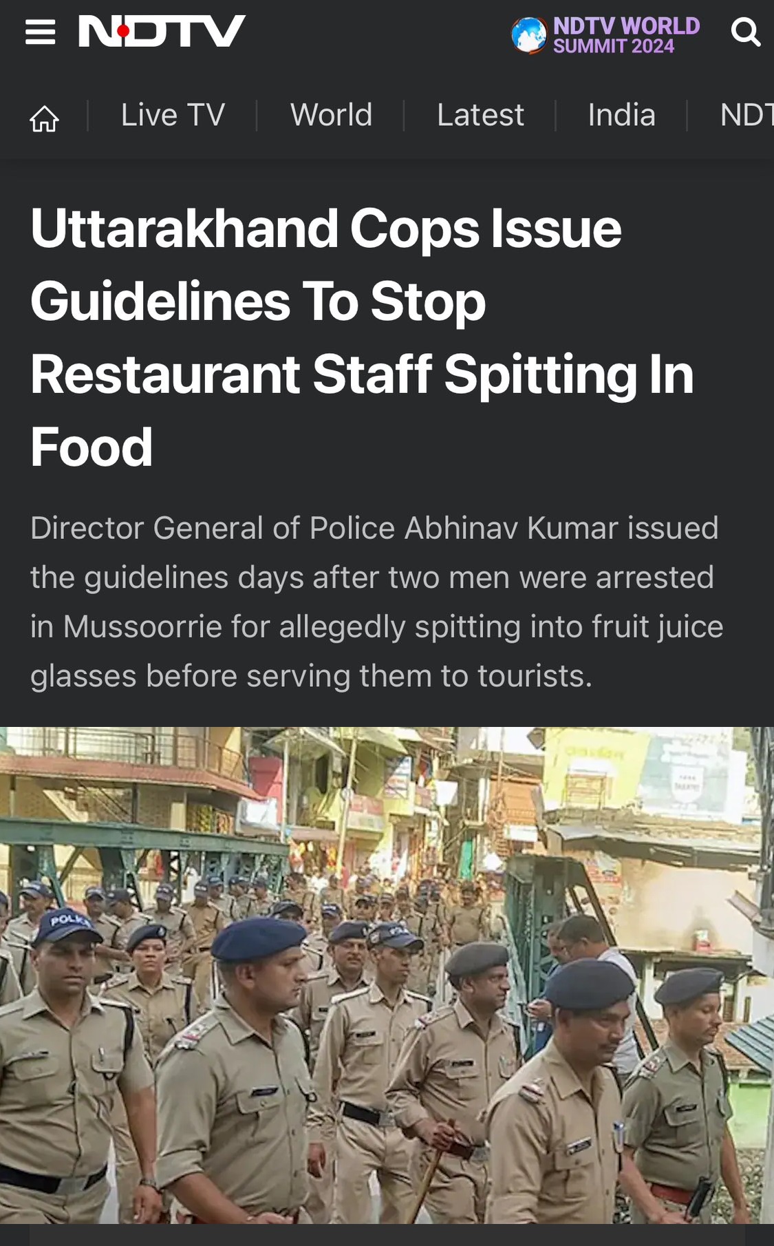 Uttarakhand Police Release Guidelines to Prevent Restaurant Staff from Spitting in Food