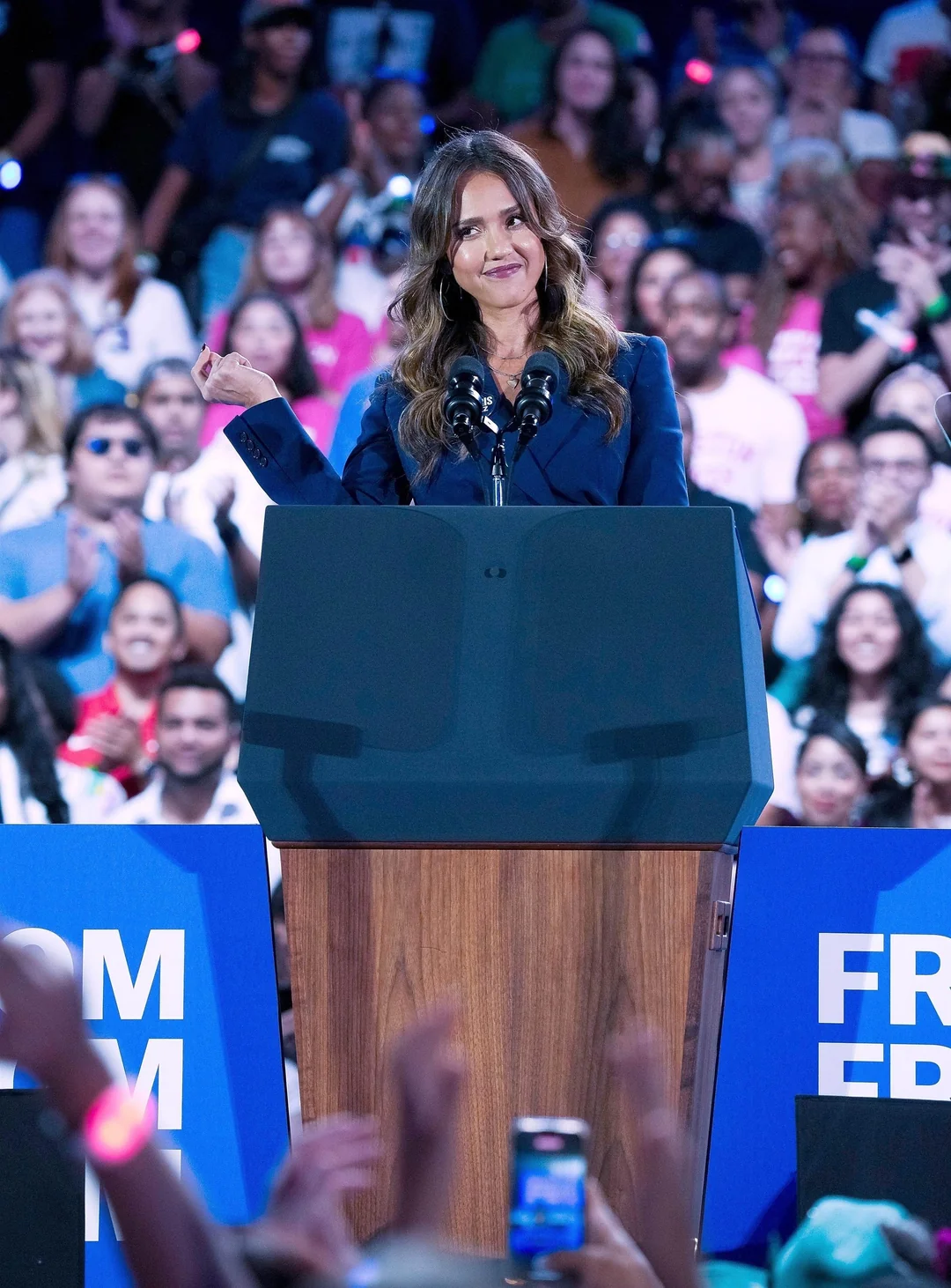 Jessica Alba Making Waves at Today's Harris Rally