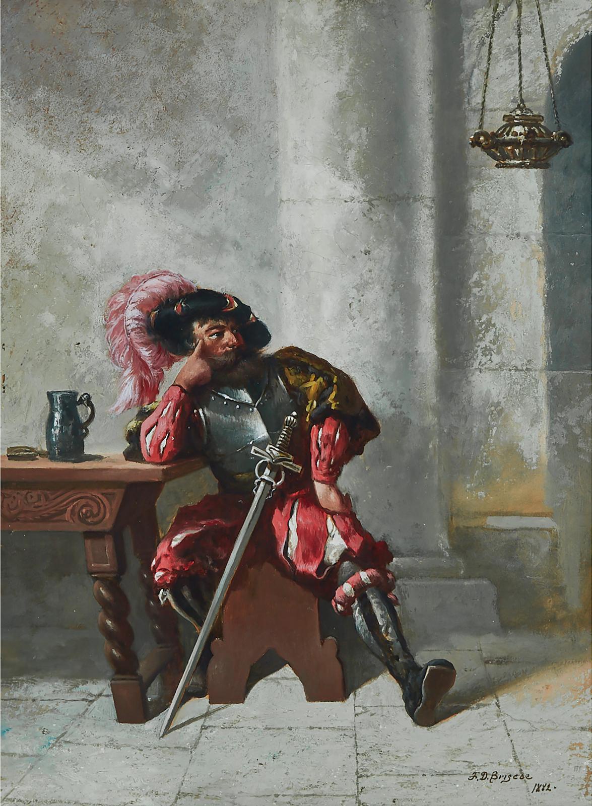 Resting Landsknecht, 1882 - an exquisite oil painting by Franklin Dullin Briscoe.