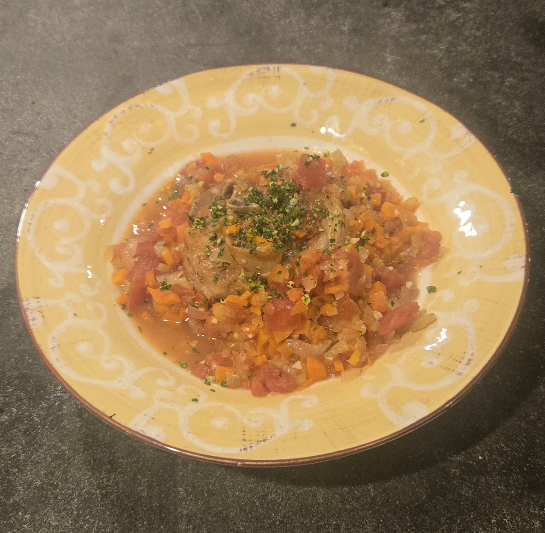 Indulging in a special Valentine's Day treat: Osso Bucco!