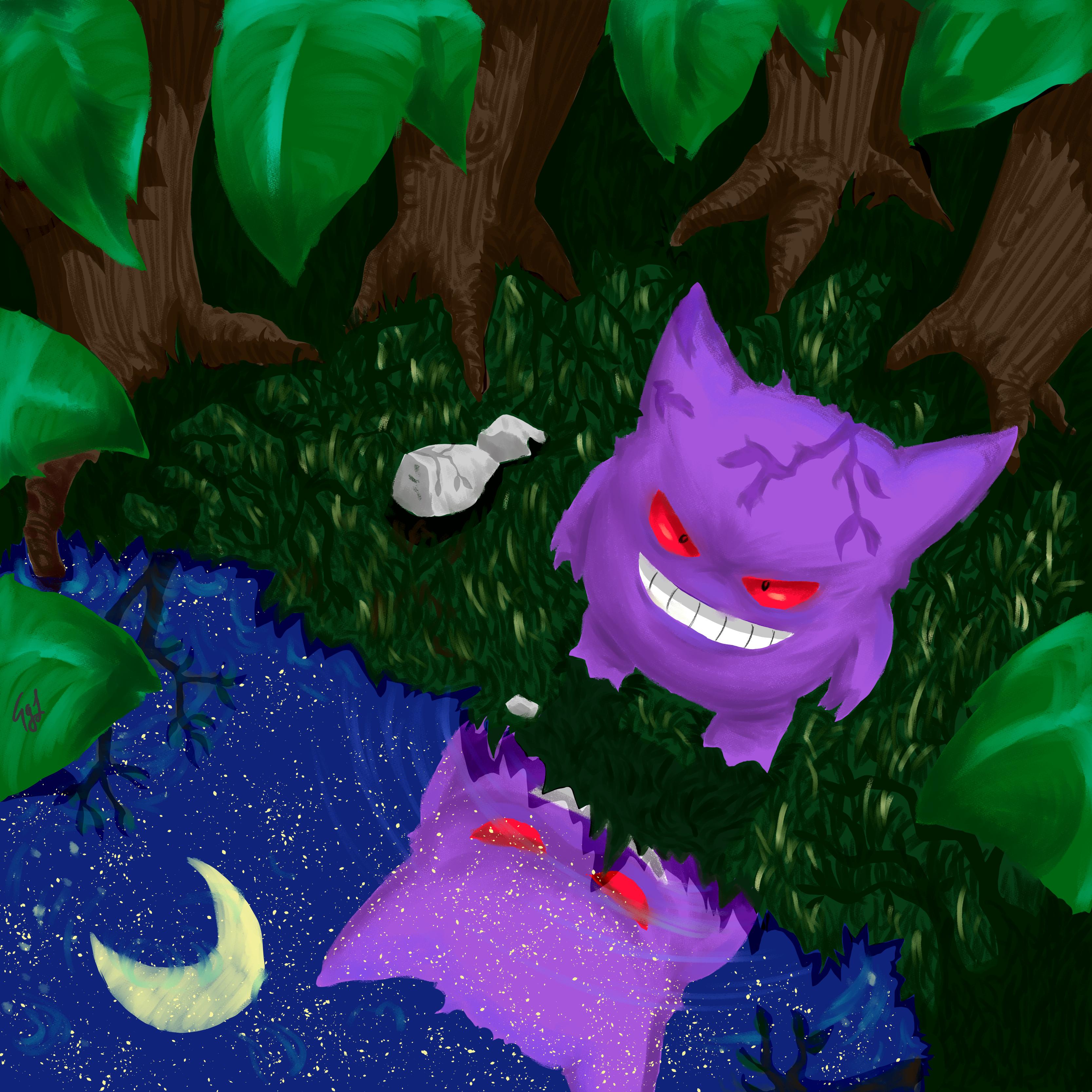 Gengar Chilling by the Serene Lake