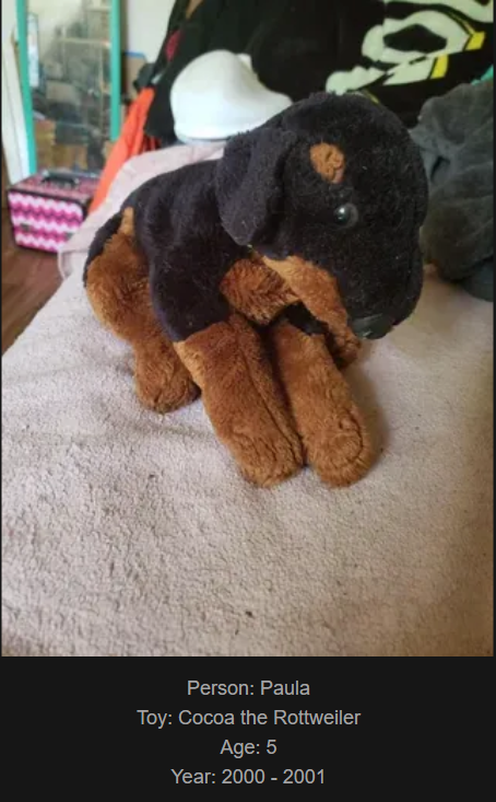 Day 846: Join Me on My Website Celebrating Childhood Toys - Meet Cocoa the Rottweiler!