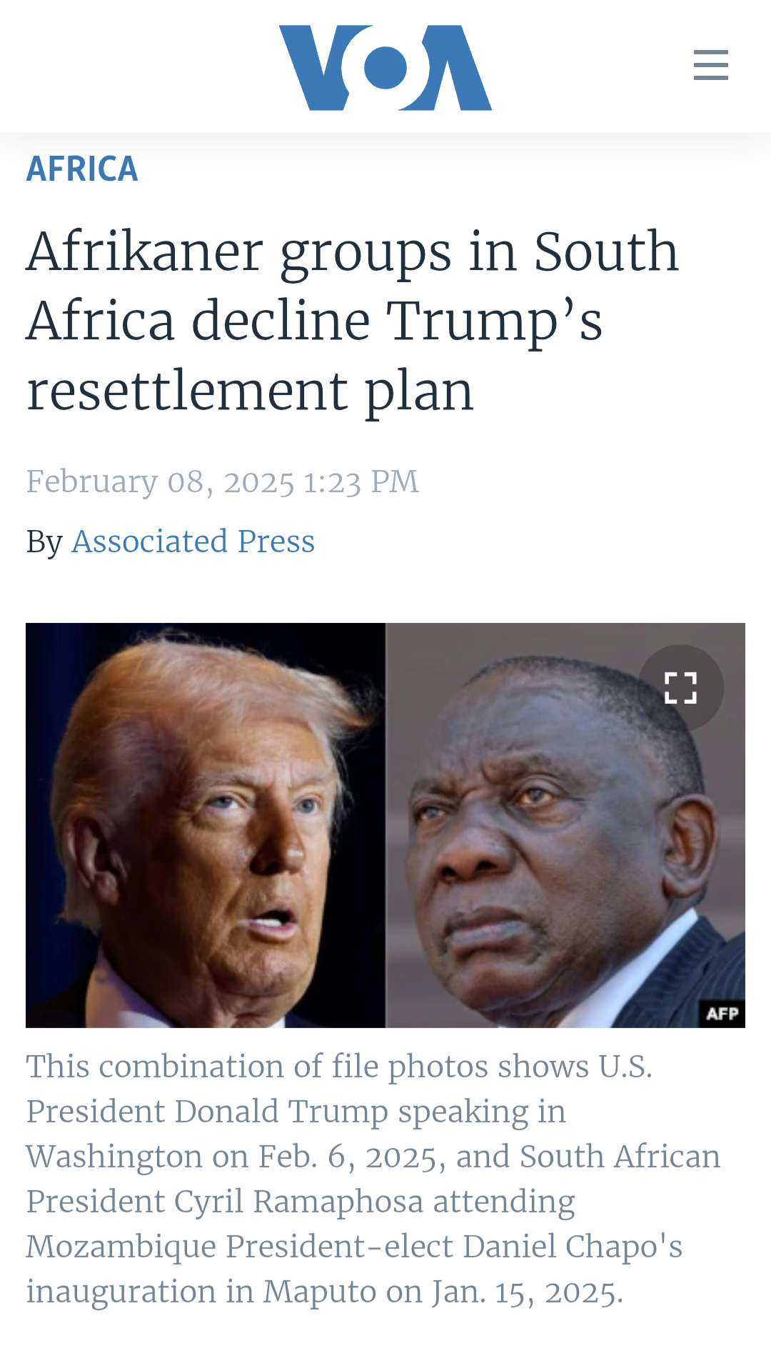 Crisis? White South Africans Say No to Trump's Resettlement Plan