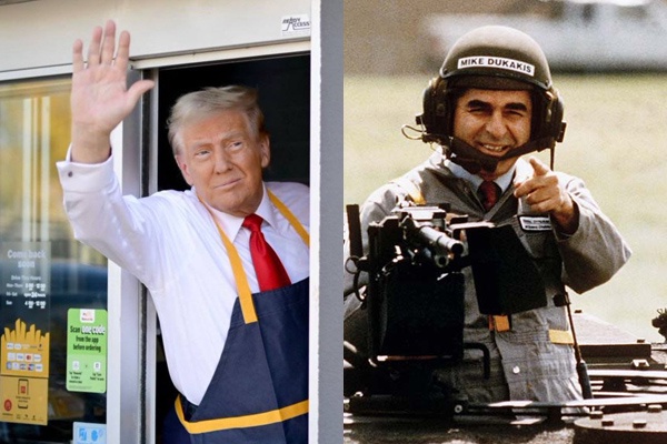 Trump Peeking from a Window, Dukakis in a Tank: A Political Contrast