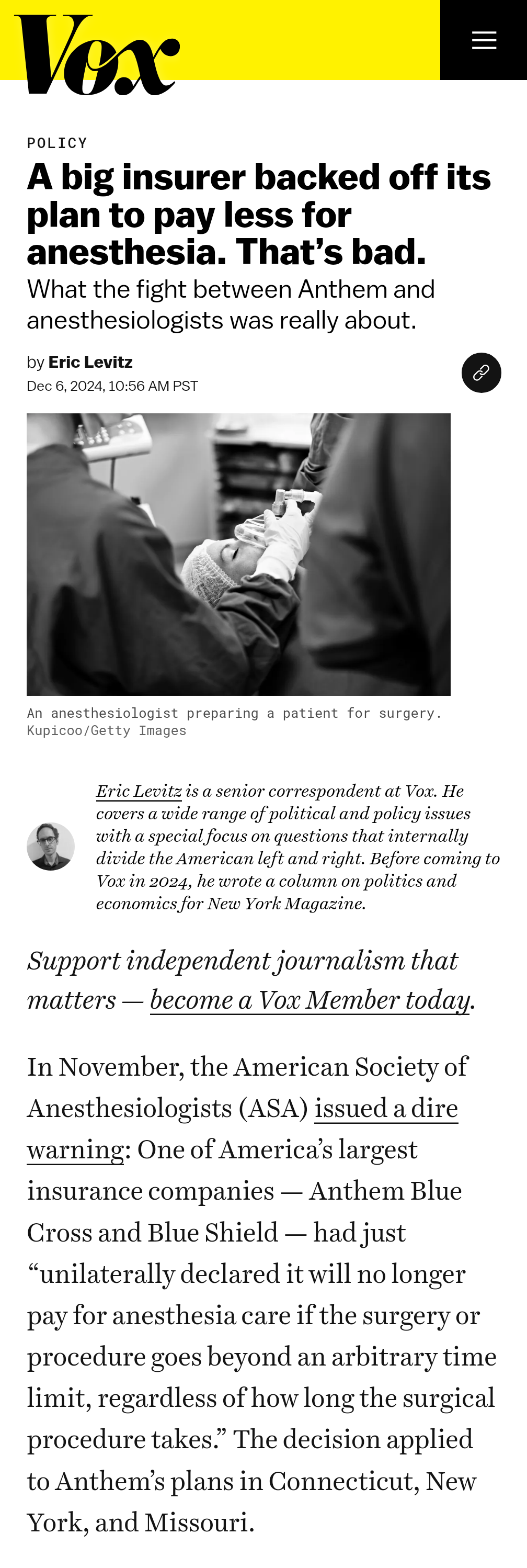 Anesthesia policy has changed—what are your thoughts?