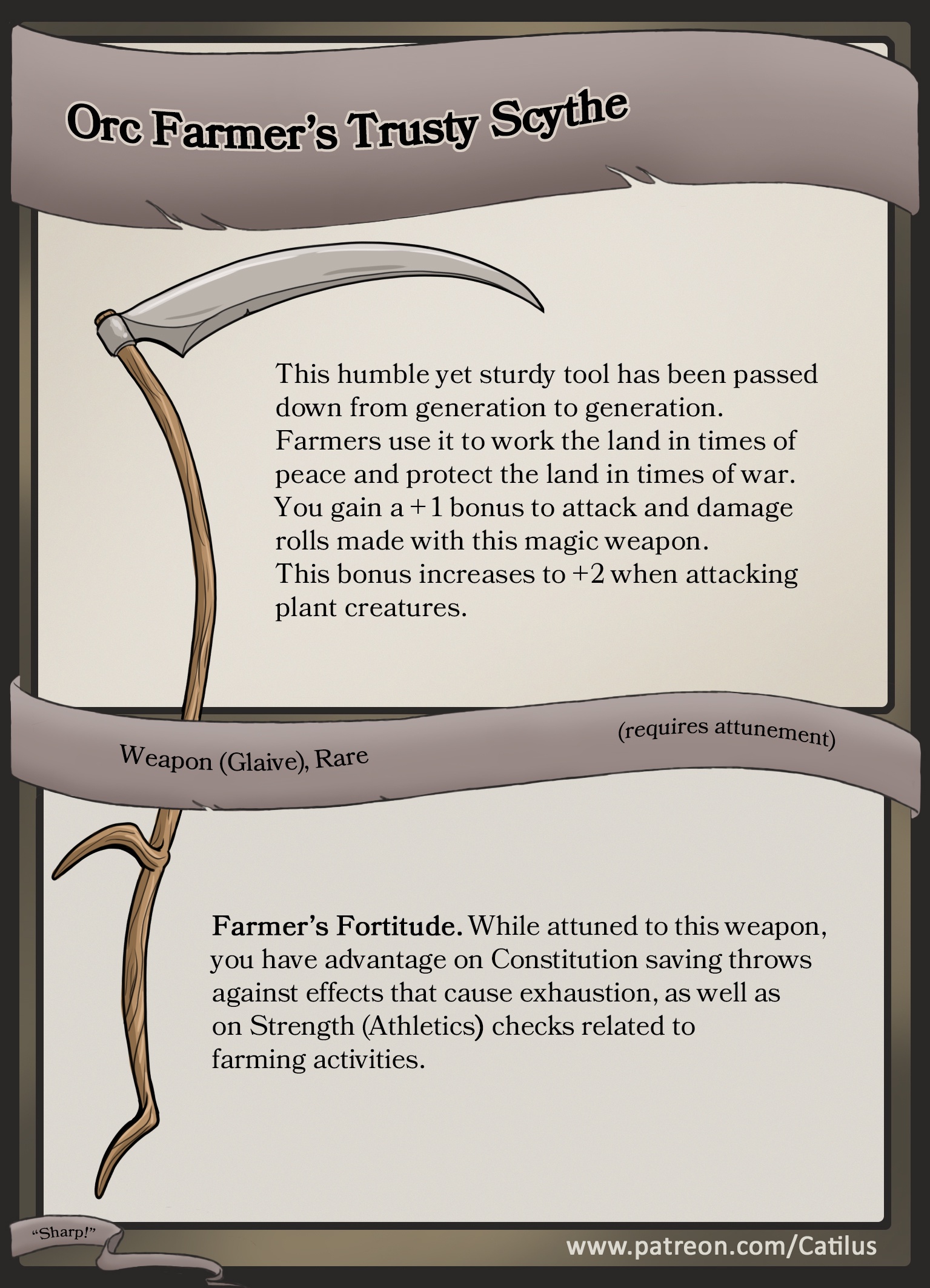 The Orc Farmer's Trusty Scythe: A Legendary D&D Item