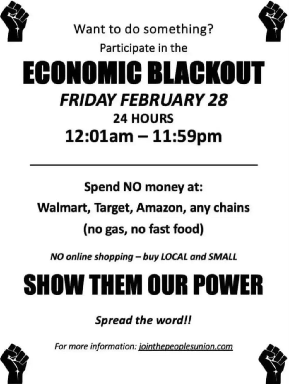 Today Marks an Economic Blackout Day Across the US!