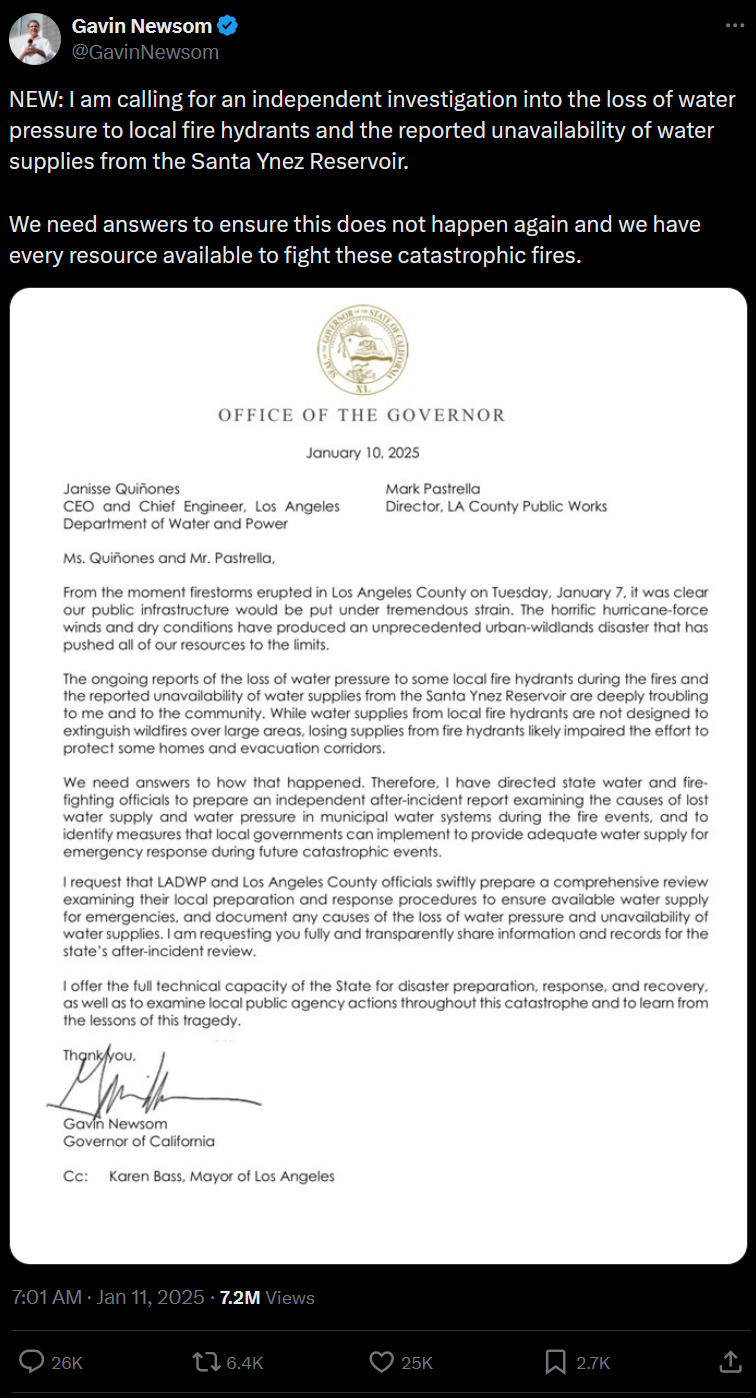 Governor Newsom Calls for a Thorough Investigation