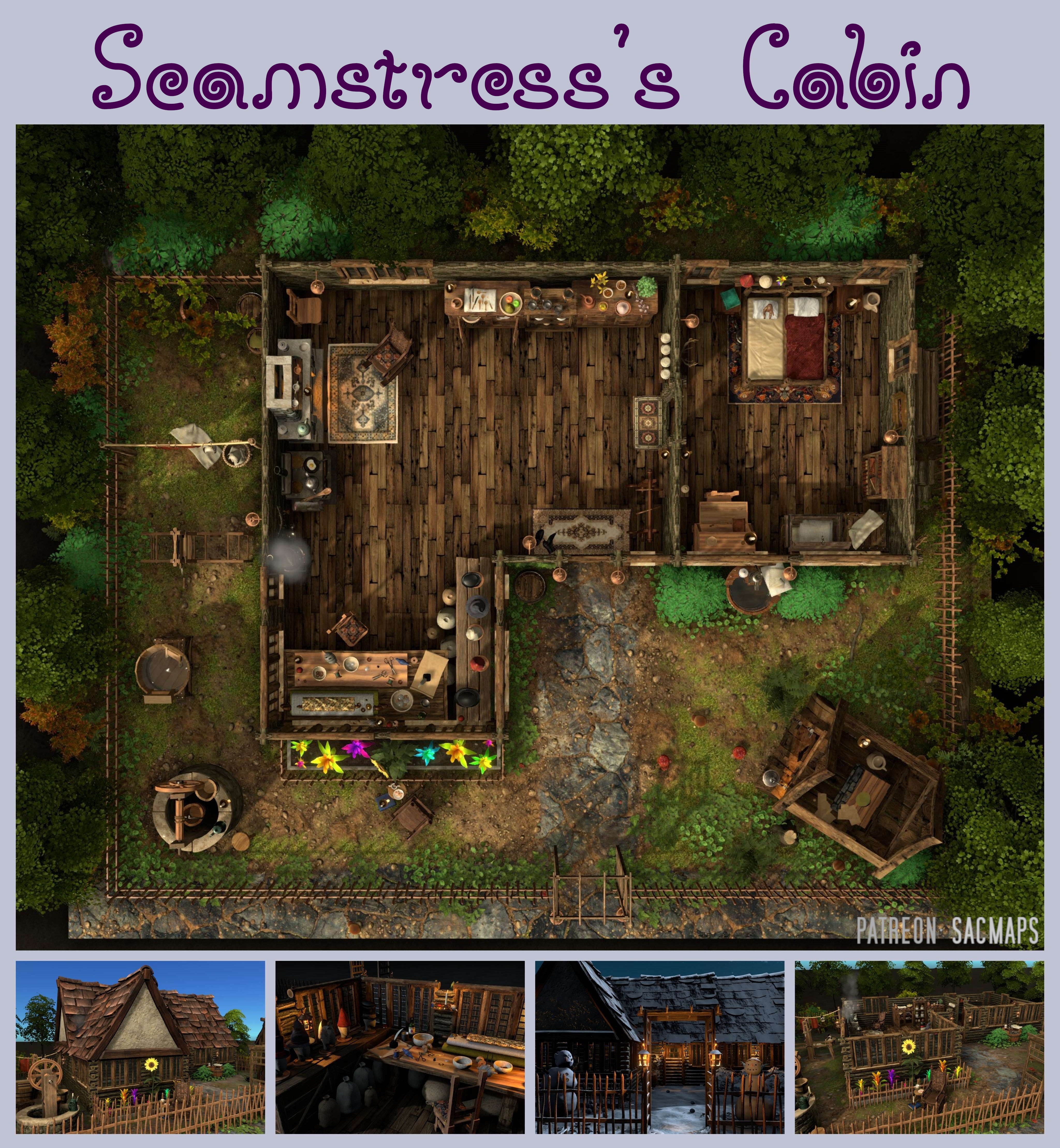 Explore the Seamstress's Cabin: Free DnD and TTRPG Maps Await!