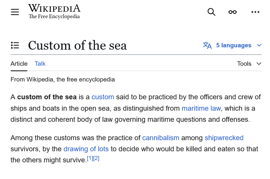 It Was Just a 'Custom of the Sea'