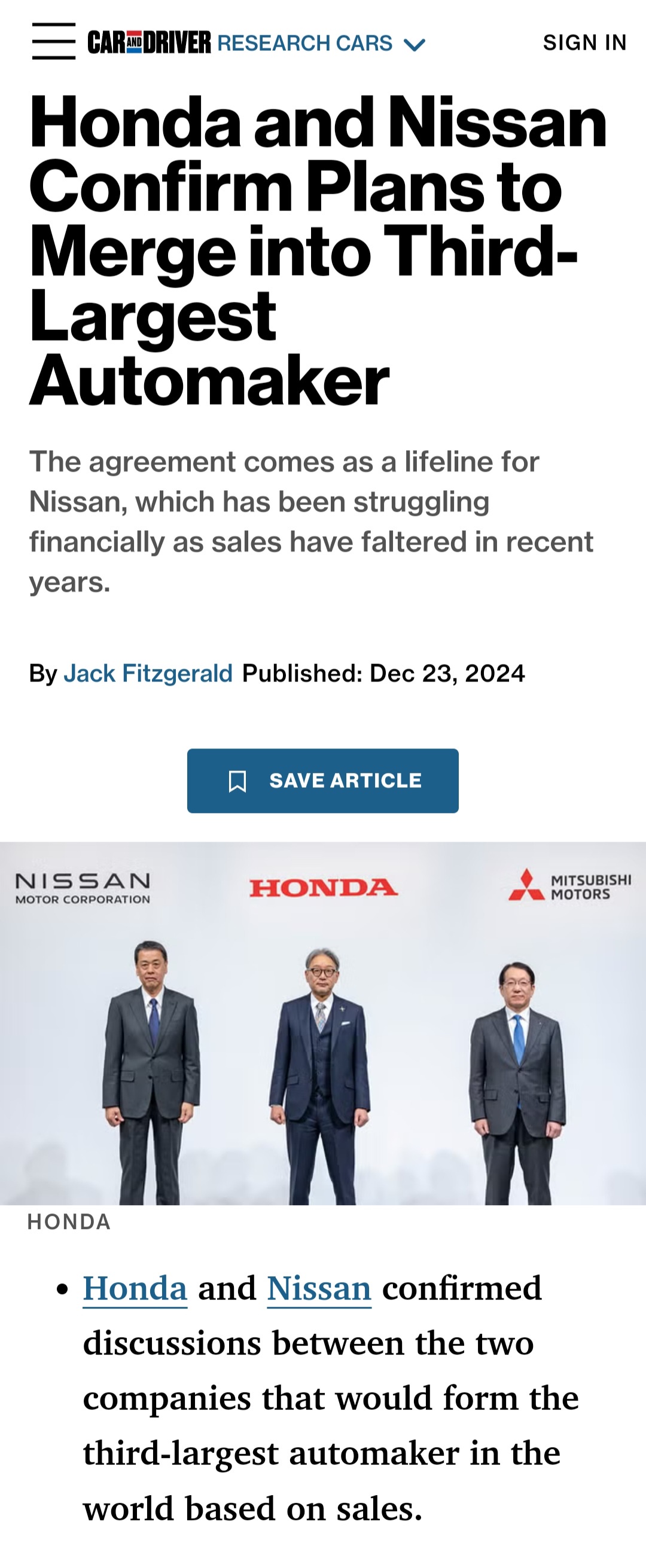 Are they really elevating Nissan to Honda's level?