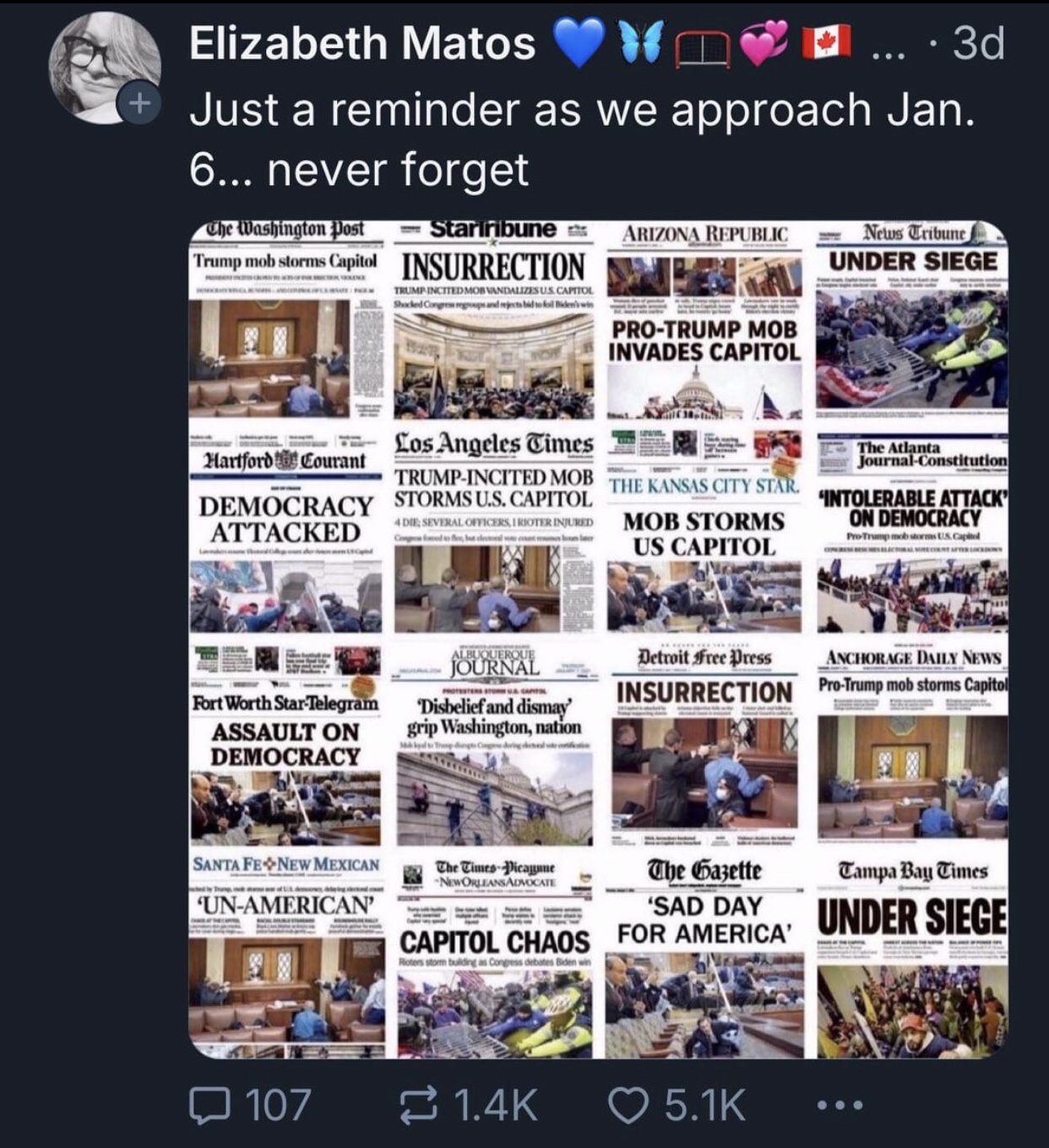 Unhappy anniversary, America! It's January 6th for everyone, no matter your stance.