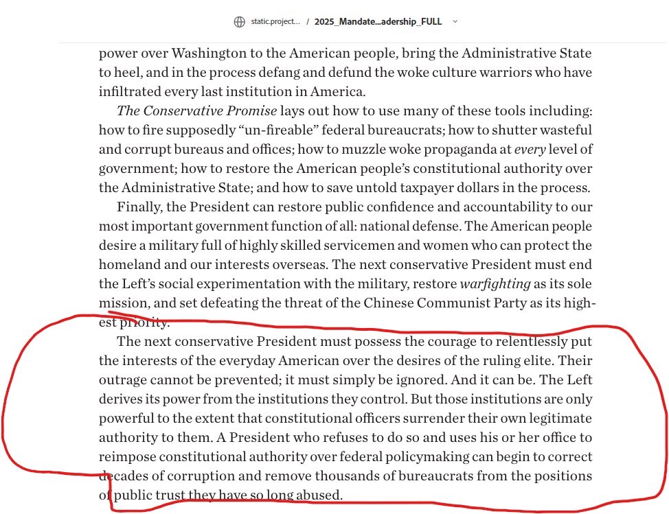 I really hope Democrats take a look at this page from Project 2025 - it clearly says Trump has no intention of following judges' rulings!