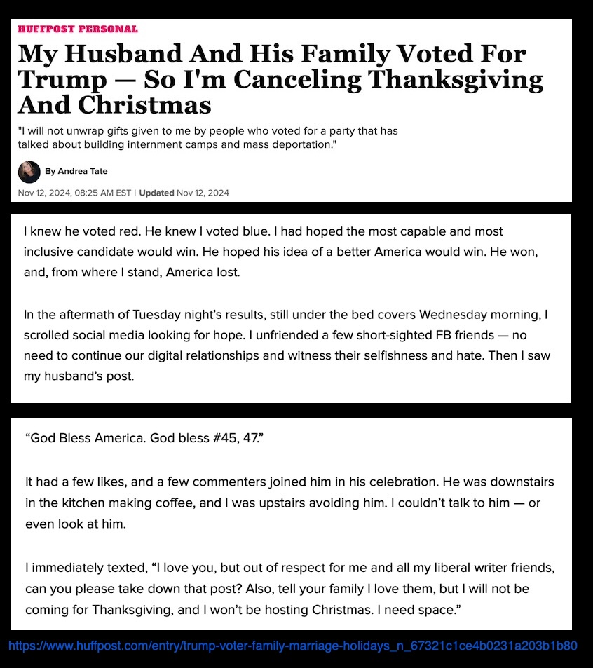 Thanksgiving and Christmas Are Off: My Husband's Family Voted for Trump