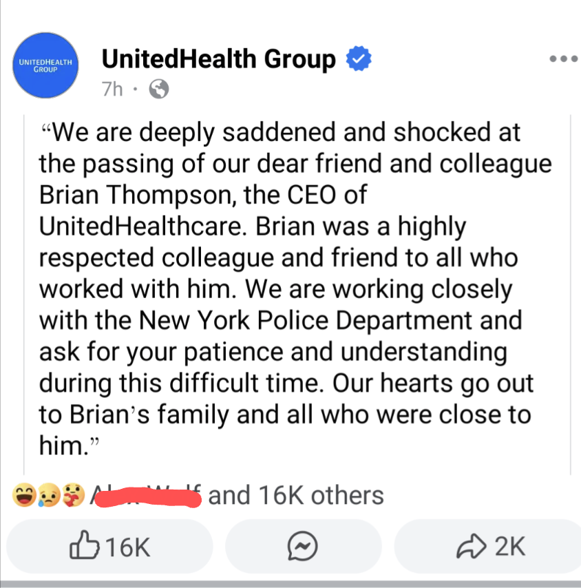 UHC Silences Comments on CEO's Passing Announcement