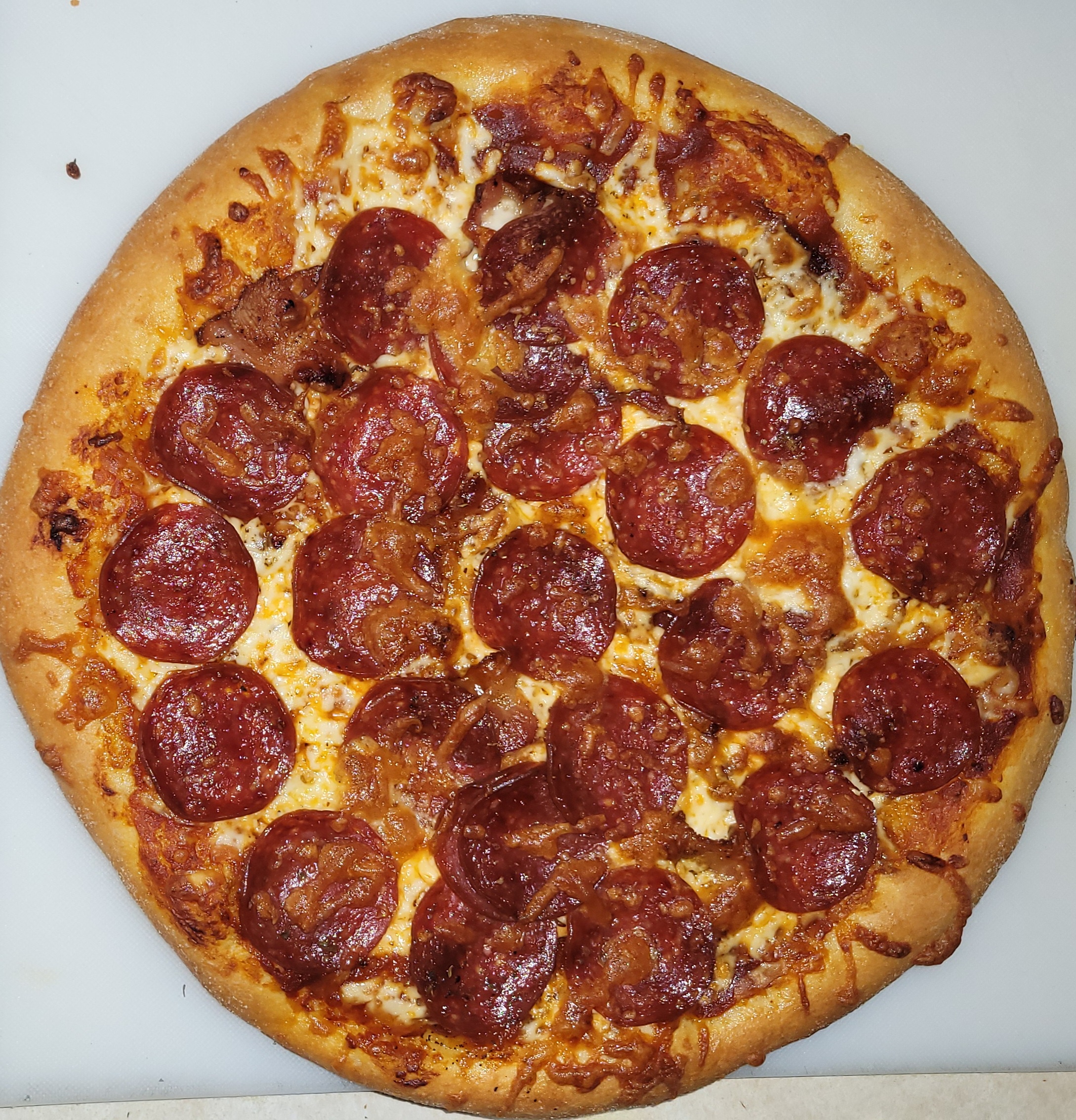 Epic Pizza Night: A Feast of Pepperoni, Bacon, Mozzarella, and Provolone