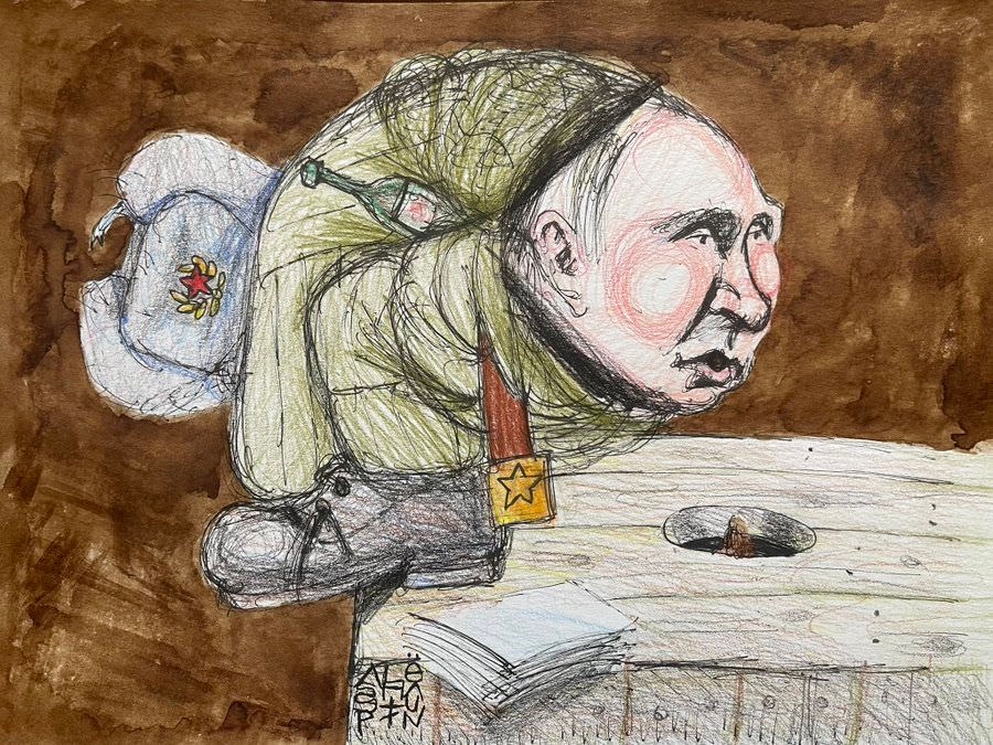 A playful caricature of Putin
