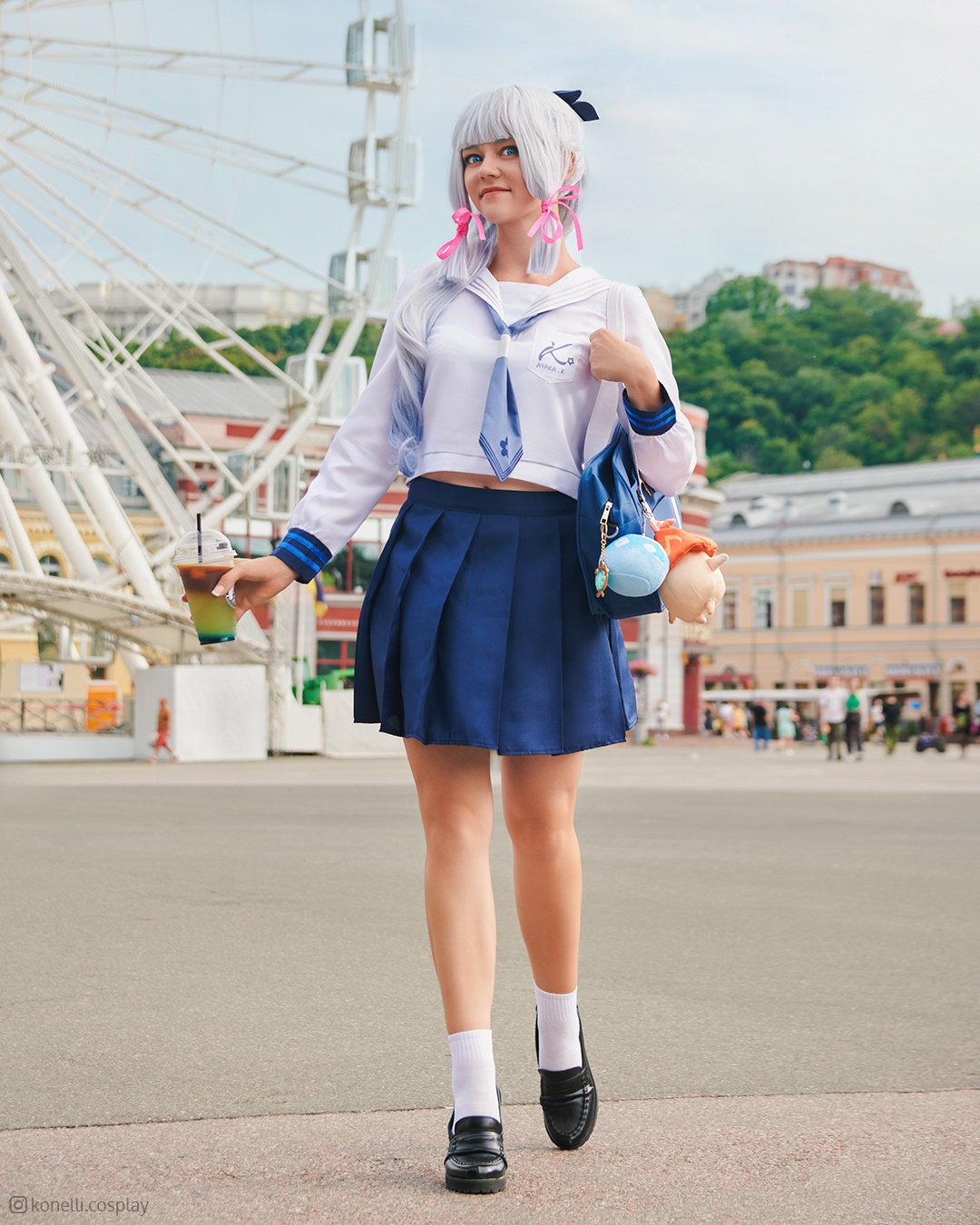 Kamisato Ayaka School Uniform Cosplay from Genshin Impact by Konelli