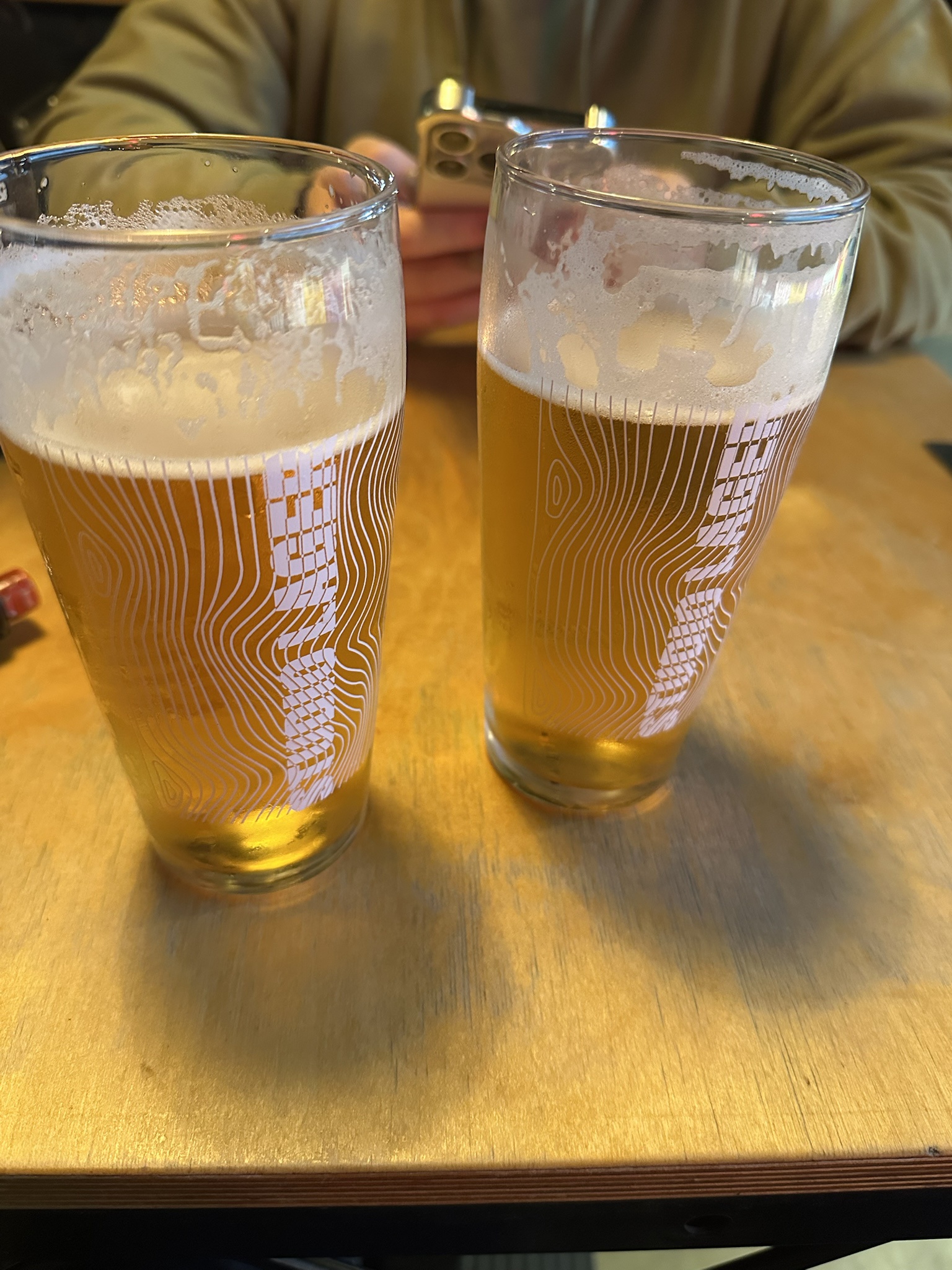Enjoying a couple of pints at the Winchester while waiting for the storm to pass!