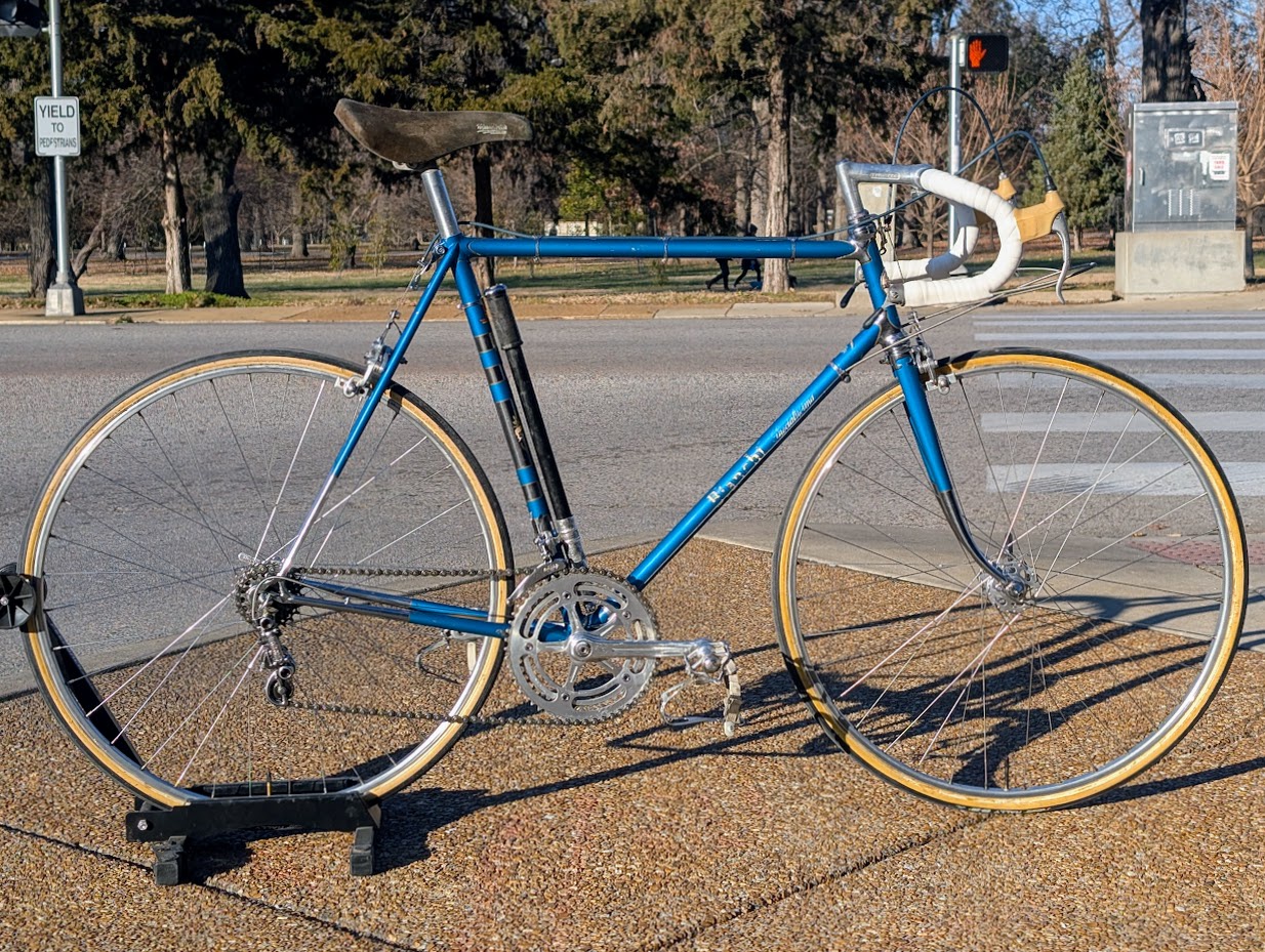 A stunning 1964 Bianchi Specialissima on display.