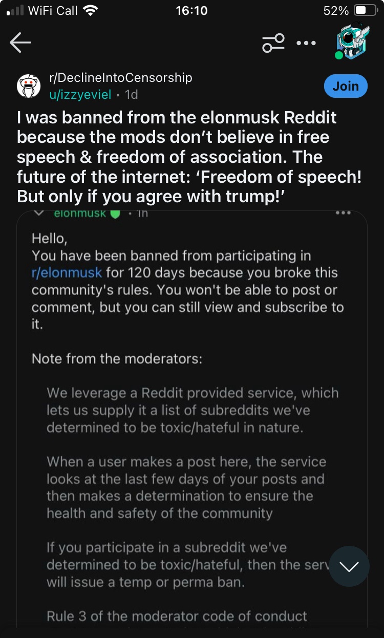 I was banned from anti-censorship subreddits for opposing censorship