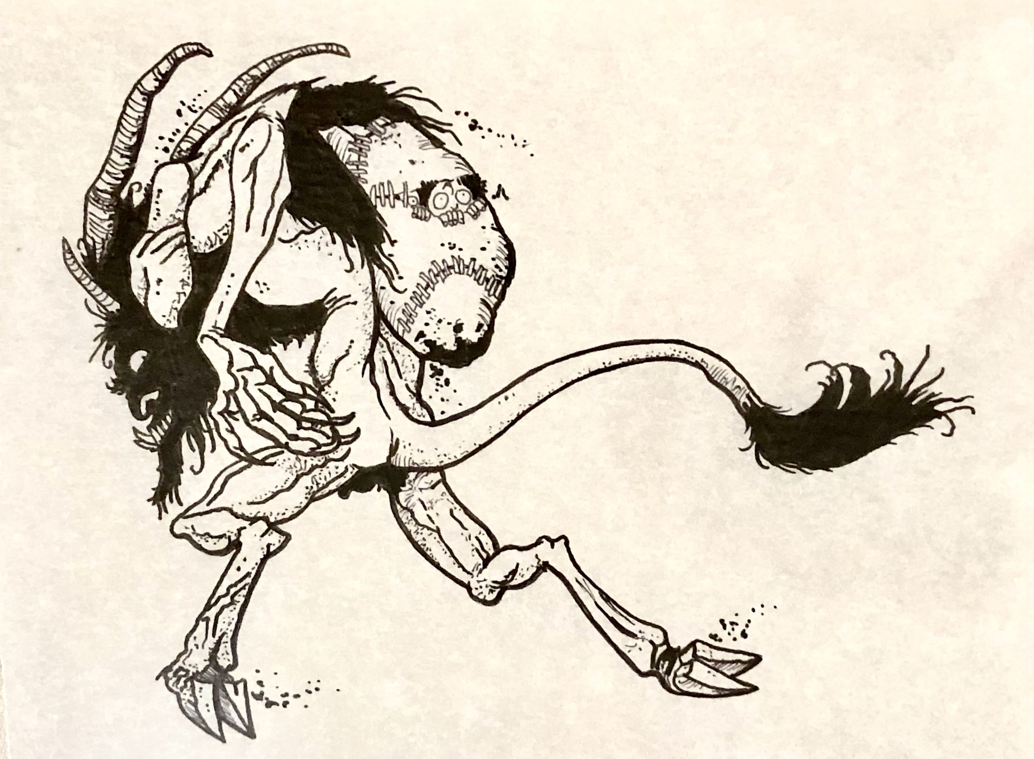 Krampus: A Stunning Ink Illustration on Paper