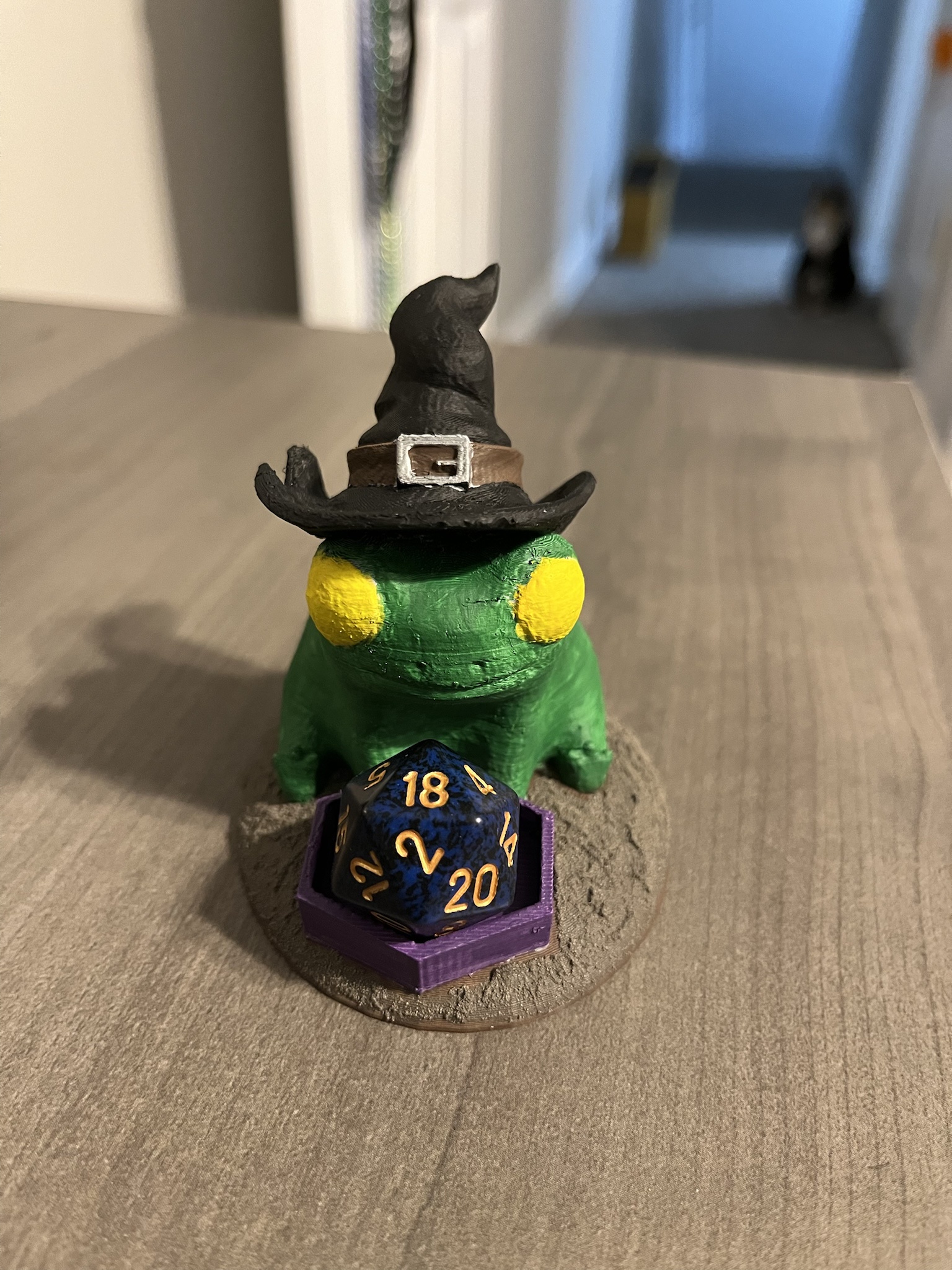 Check Out This 3D Printed Wizard Frog Dice Guardian I Painted