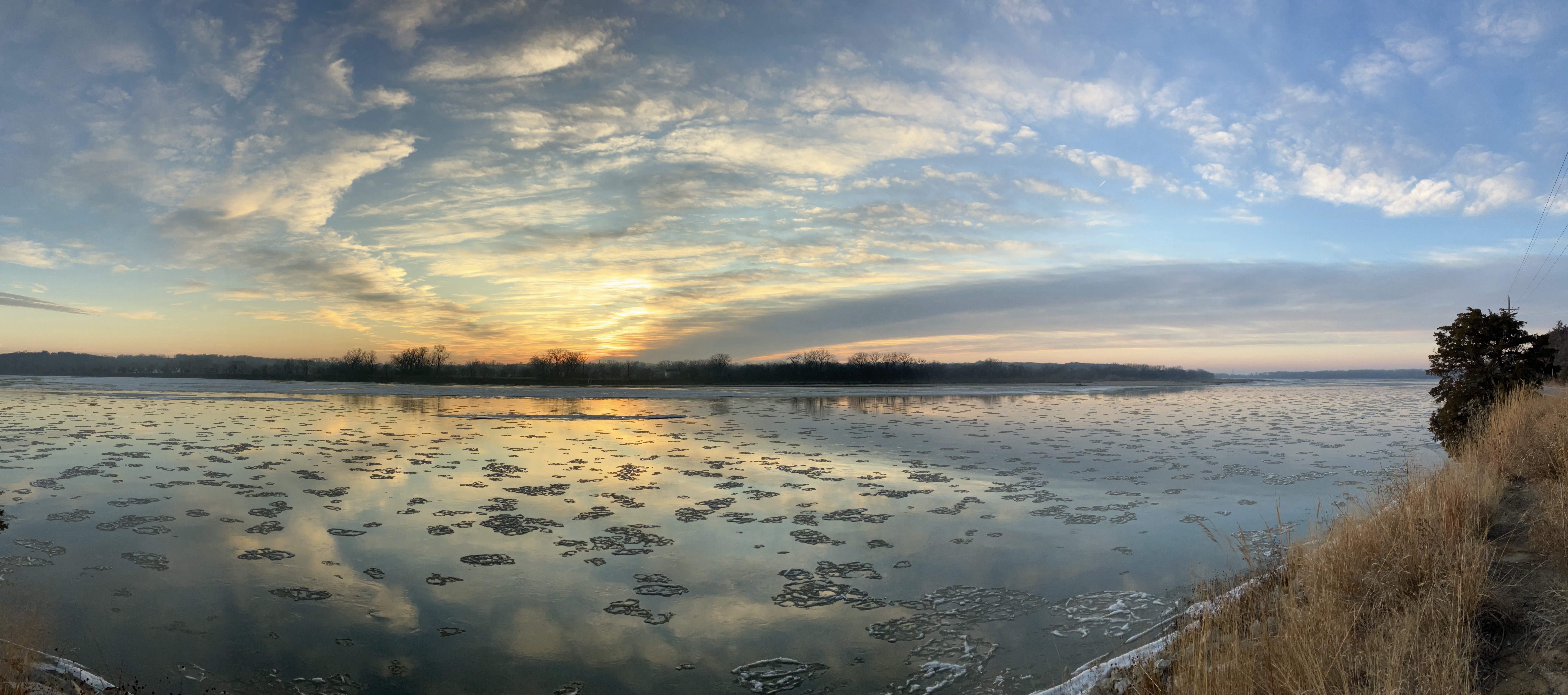 Breathtaking December Sunset Over the Platte River in Nebraska