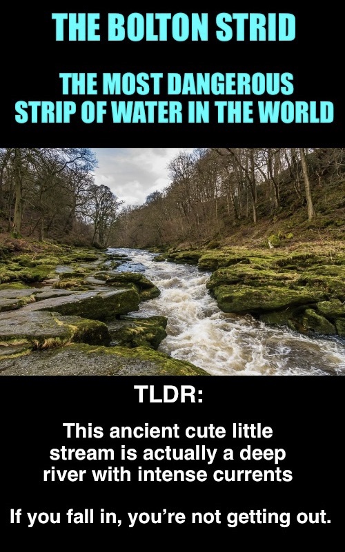Seriously, don't even think about jumping into the Bolton Strid. You won't make it out.