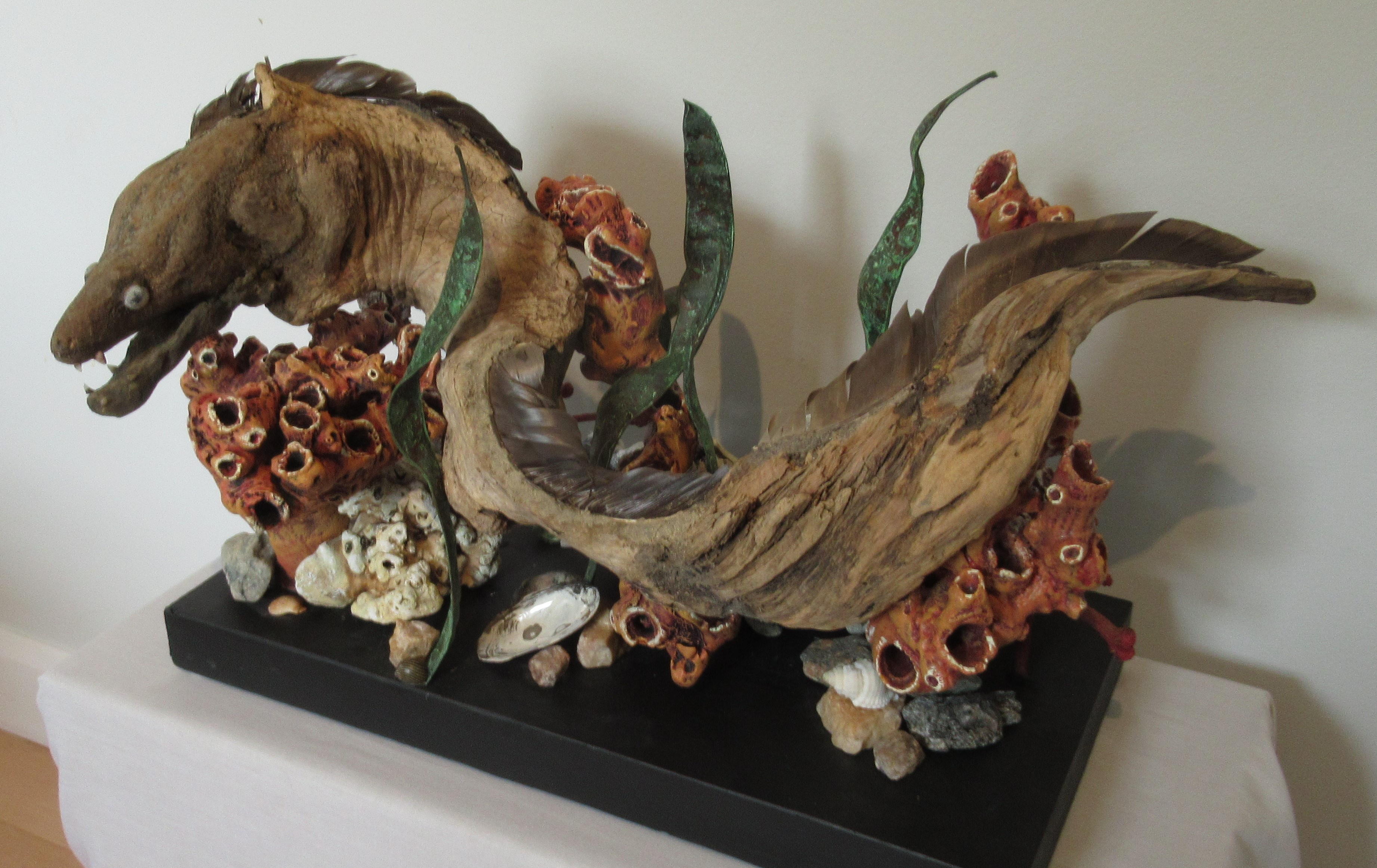 A Stunning Driftwood Moray Eel Sculpture