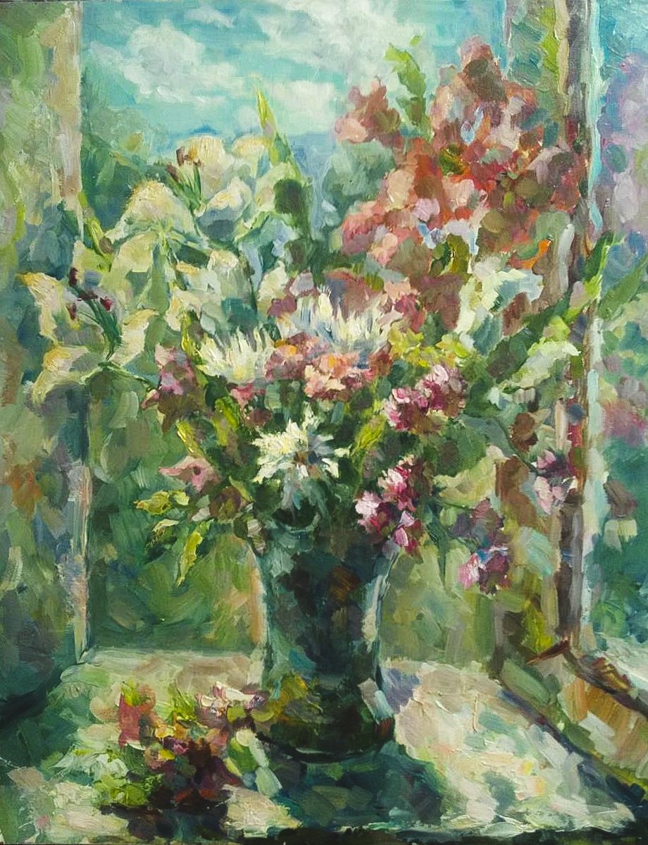 A Summer Bouquet on My Windowsill: My Oil Painting Masterpiece