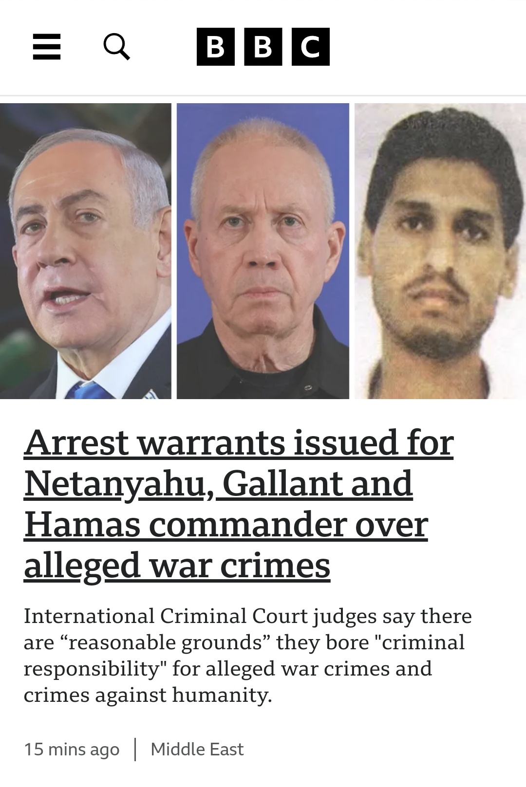 ICC Issues Arrest Warrants for Netanyahu, Gallant, and Deif