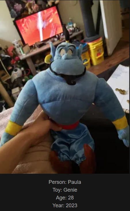 Celebrating 1,000 posts! Day 846 - Join me on my website ww.saidtheskinhorse.com, where we cherish our childhood toys. Meet Genie, our latest addition!