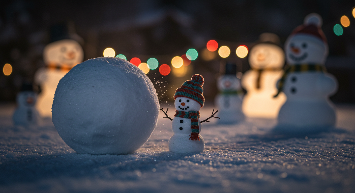 Meet the Adorable Tiny Snowman with a Snowball for Scale!