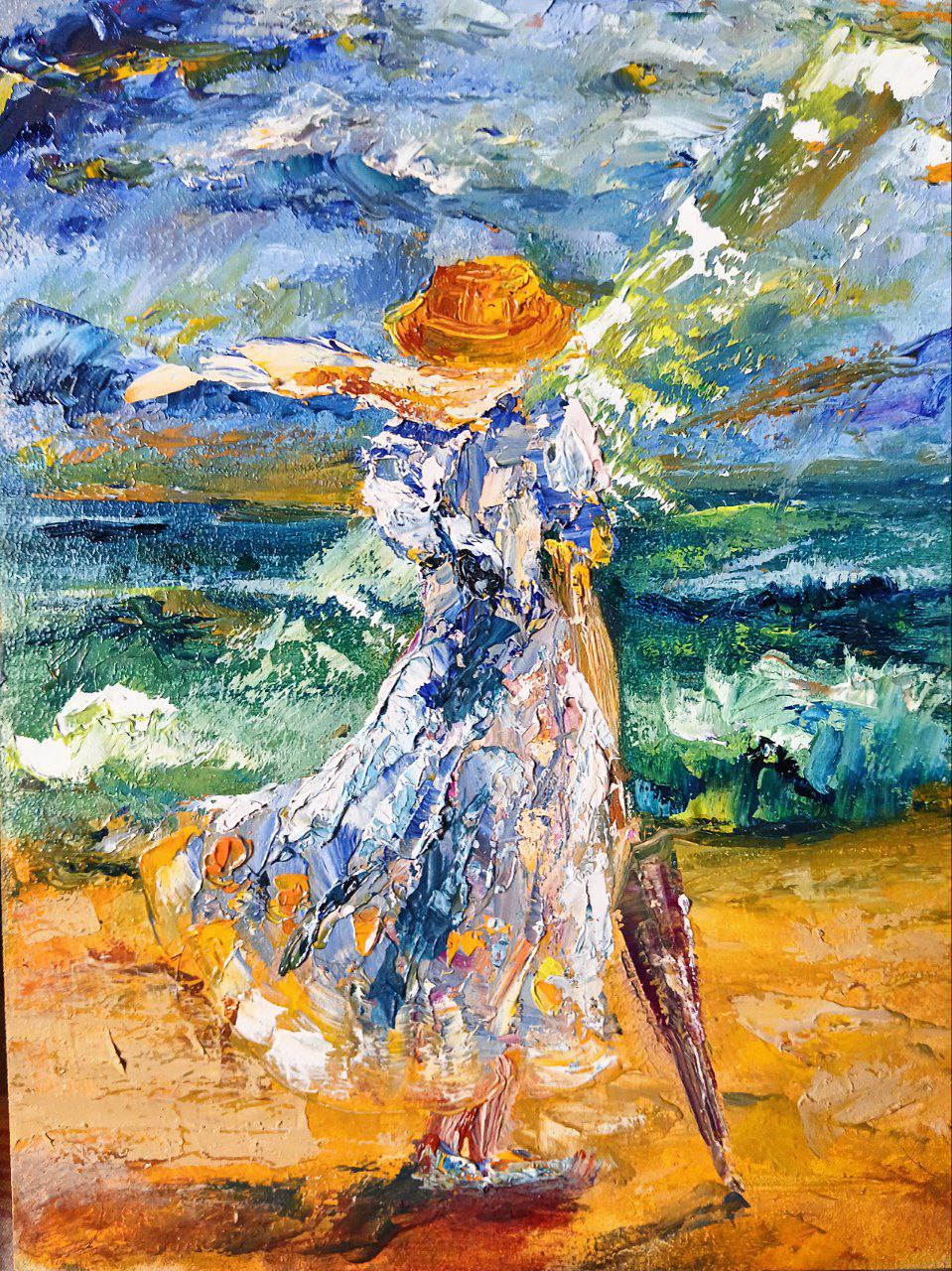 My Oil Painting: A Girl by the Seashore