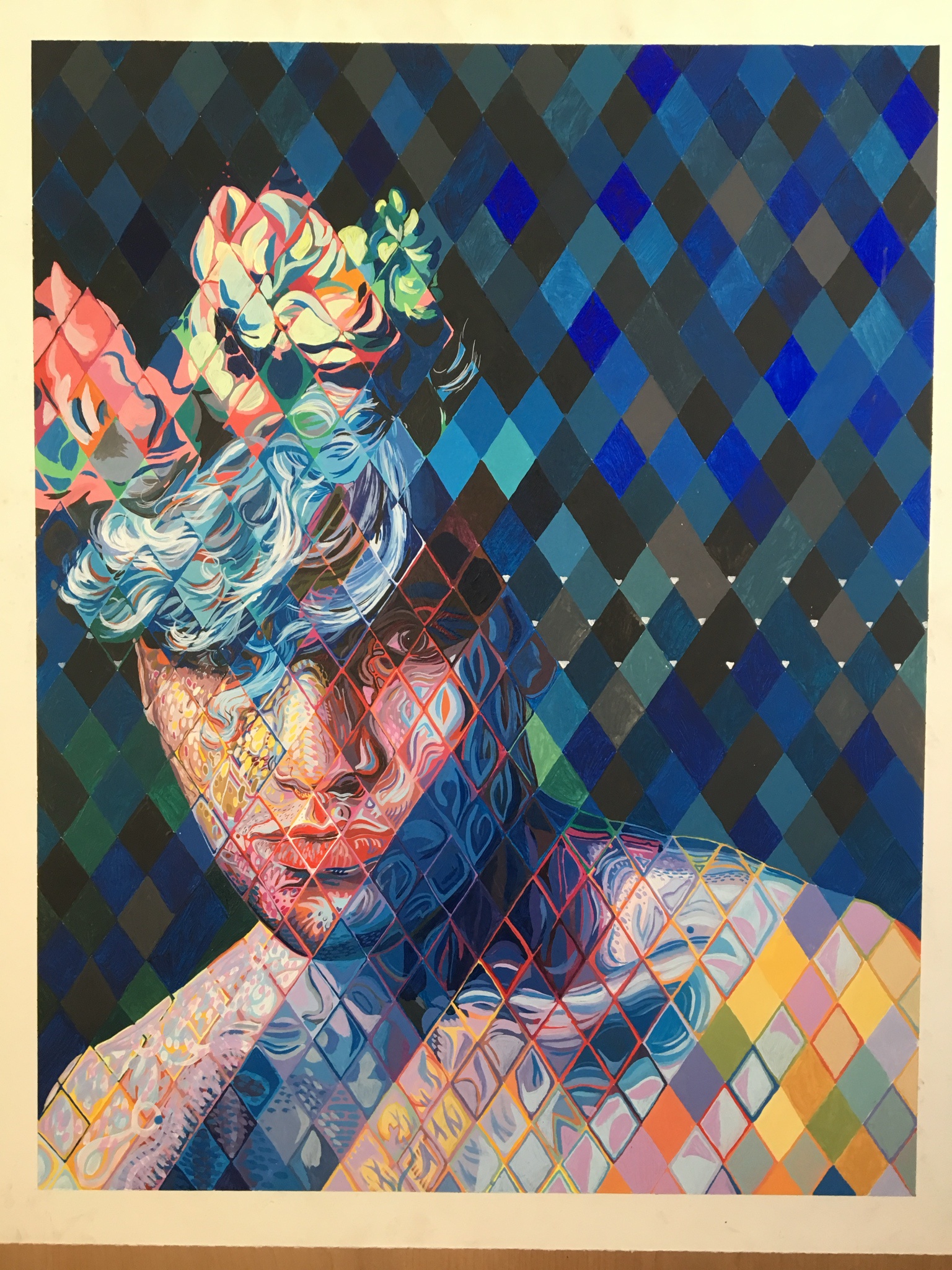 Art alert: Portrait inspired by Chuck Close's unique style.