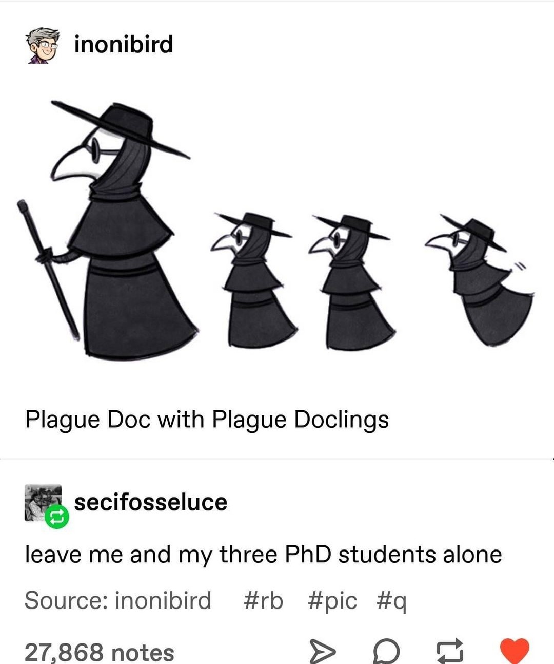 A Gathering of Plague Doctors in Flight