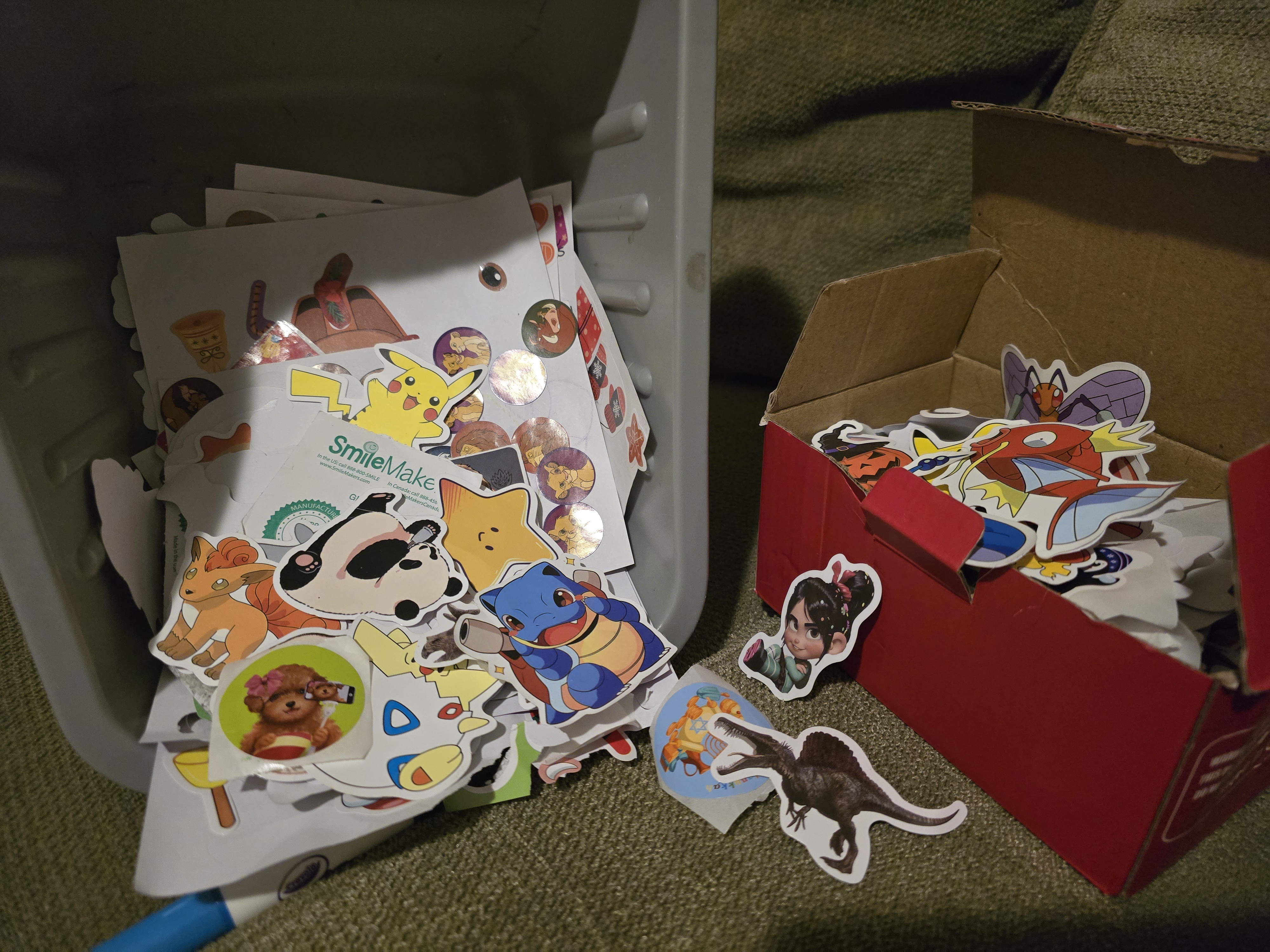 My son's impressive sticker collection, all earned through his potty training journey!