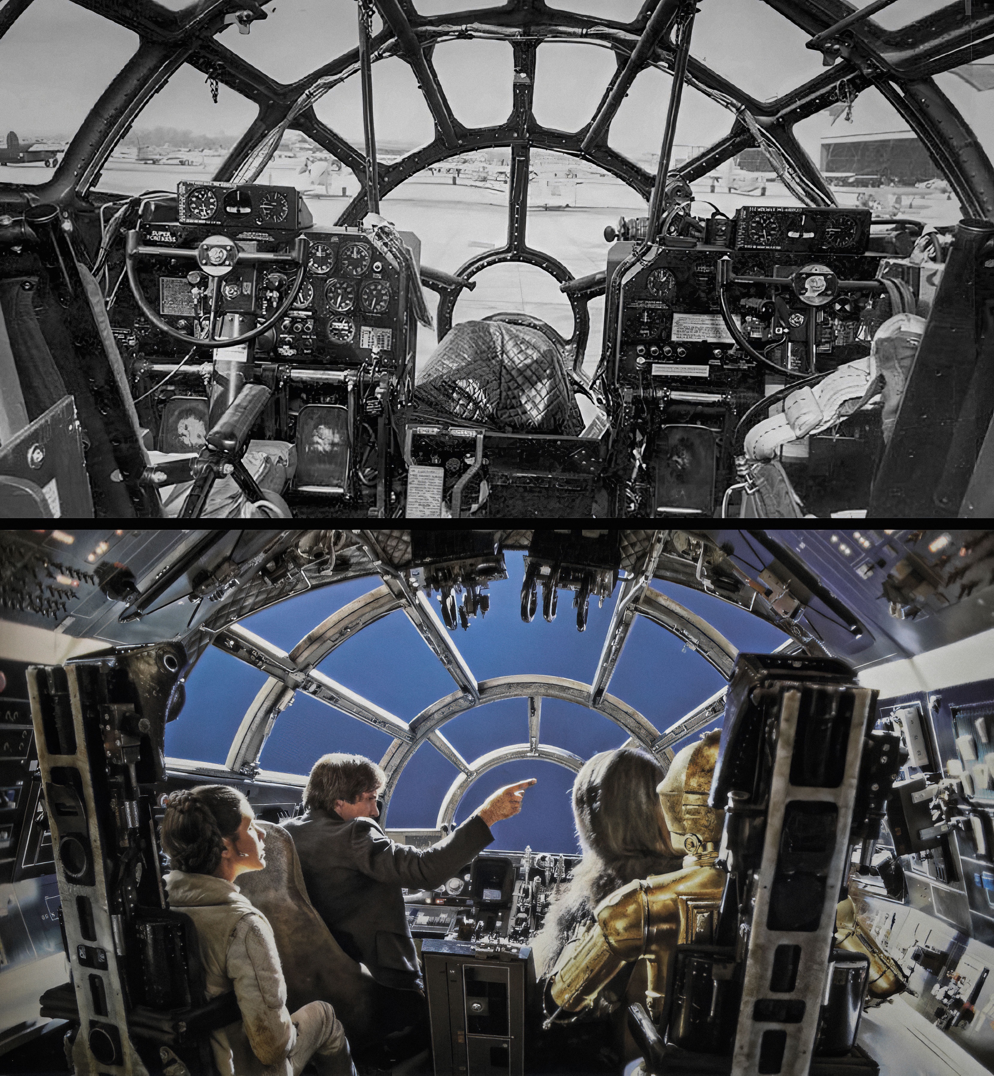 The Inspiration Behind the Millennium Falcon's Cockpit: B-29 Superfortress Bomber