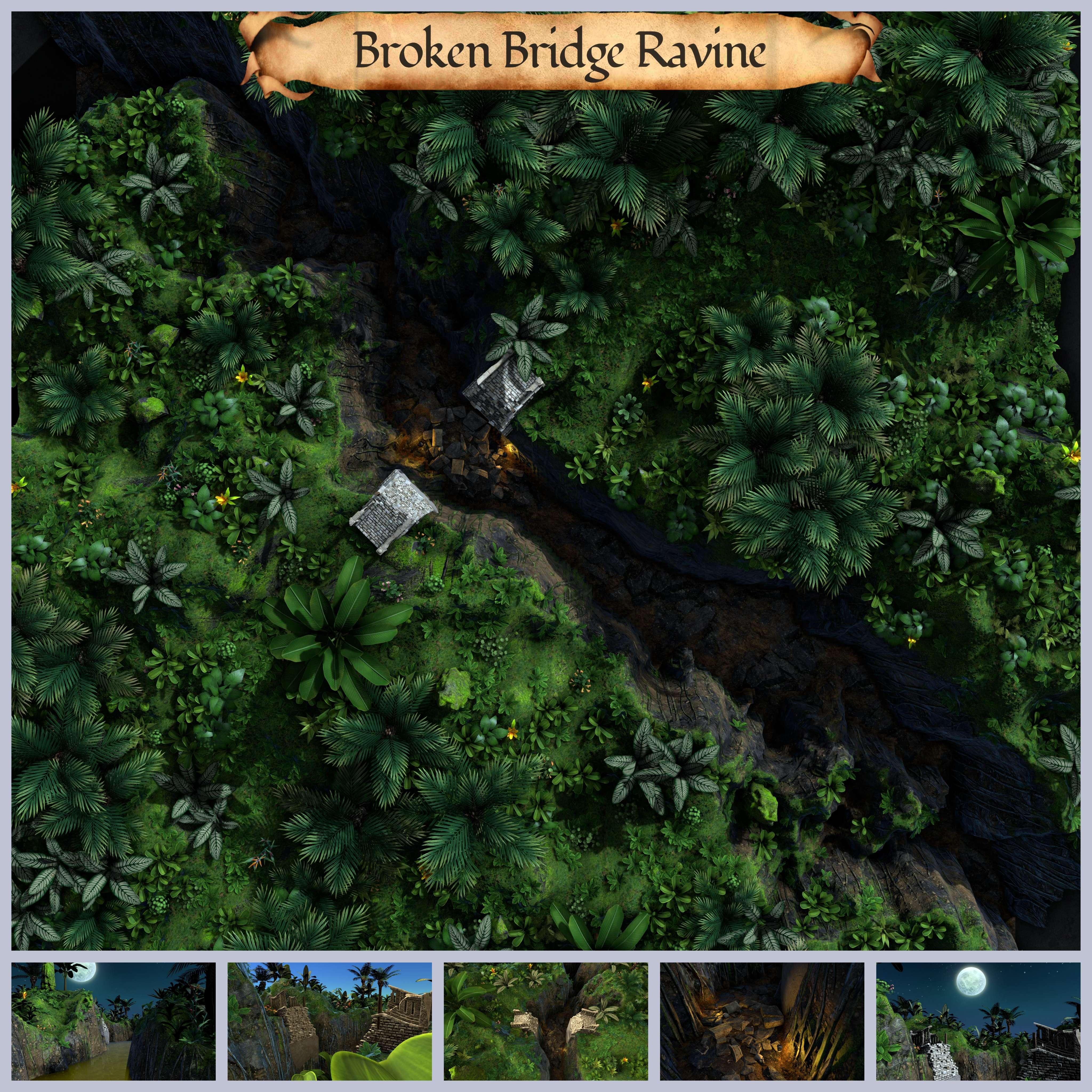 Discover Broken Bridge Ravine: Free DnD / TTRPG Maps
