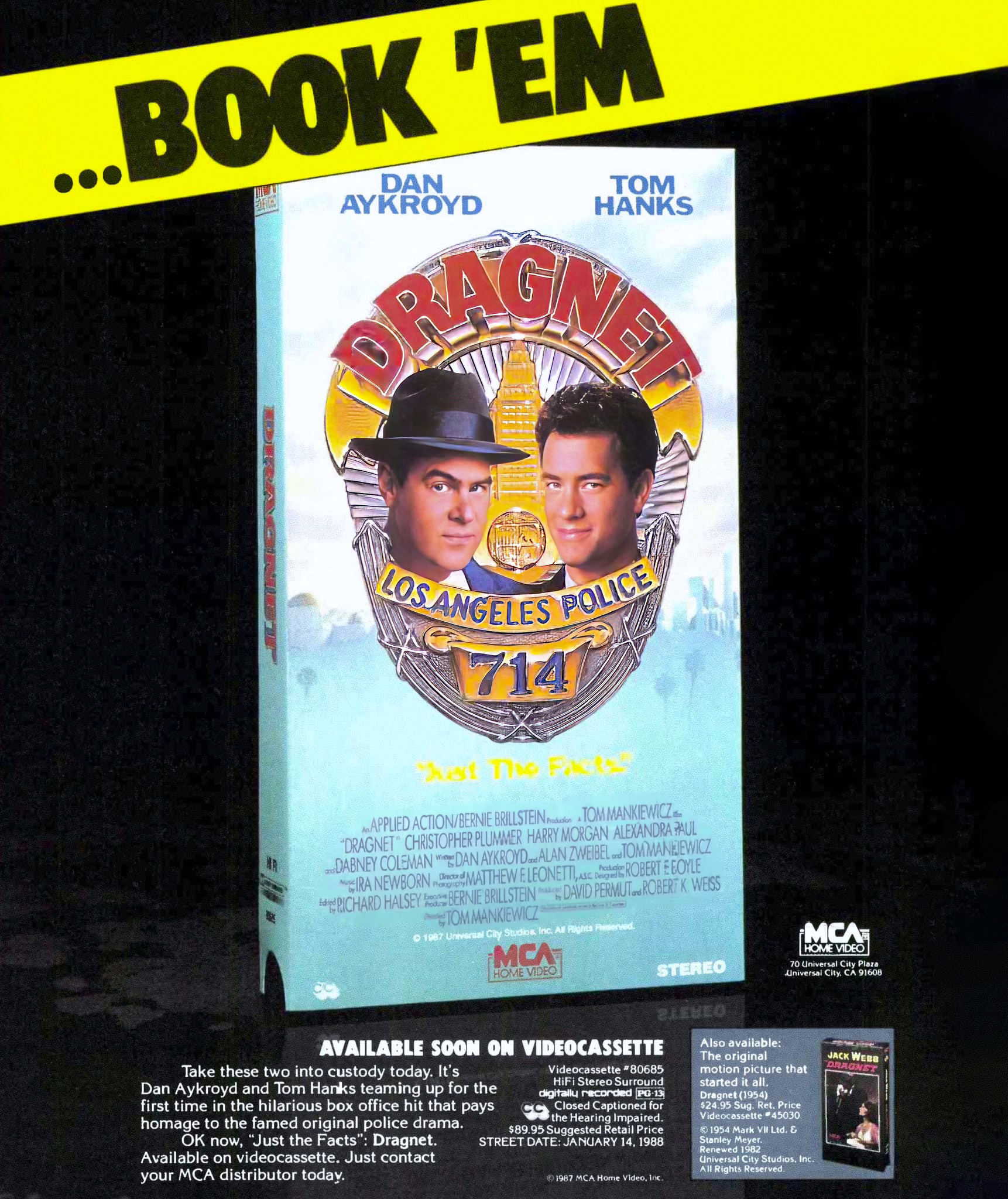 Throwback to Dragnet (1987) Home Video Advertisement