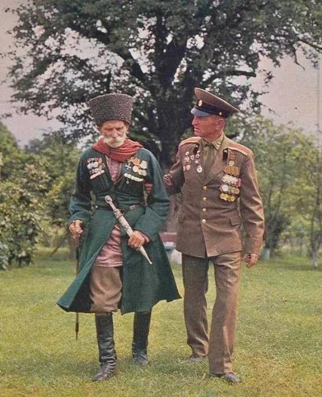 A Remarkable Moment: 112-Year-Old Teimruz Vanacha with His Son Ivan, Both War Heroes