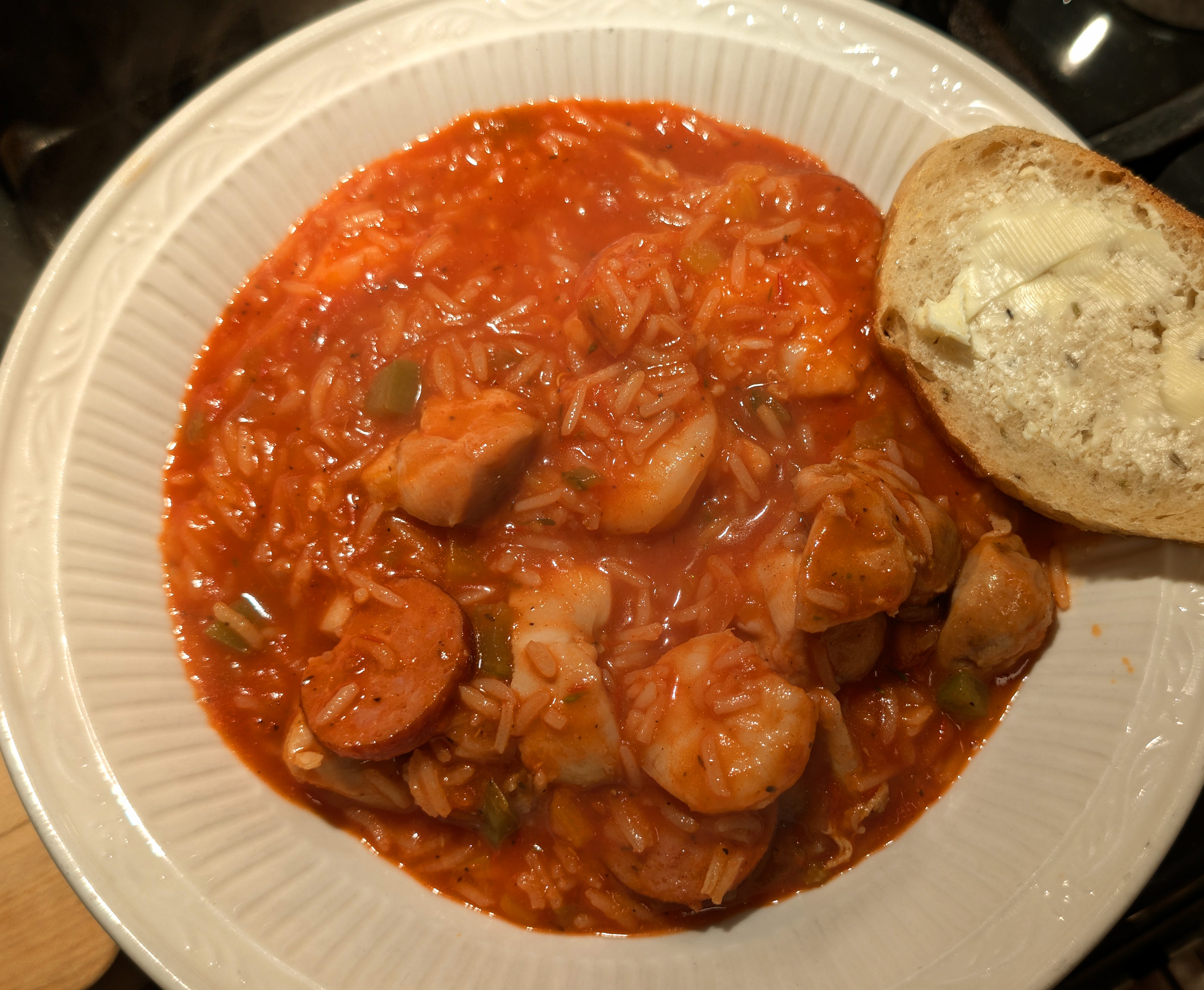 Savoring Chicken, Shrimp, and Sausage Jambalaya