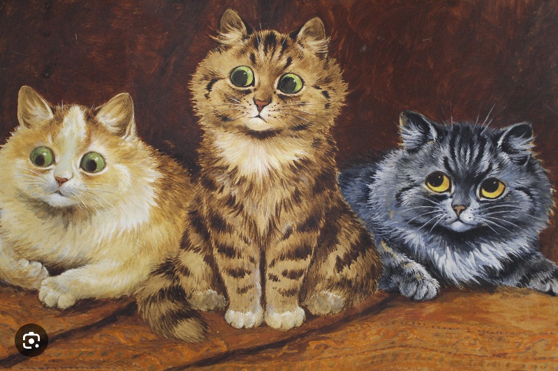 Three Adorable Cats Relaxing on a Persian Rug by Louis William Wain (1860-1939)