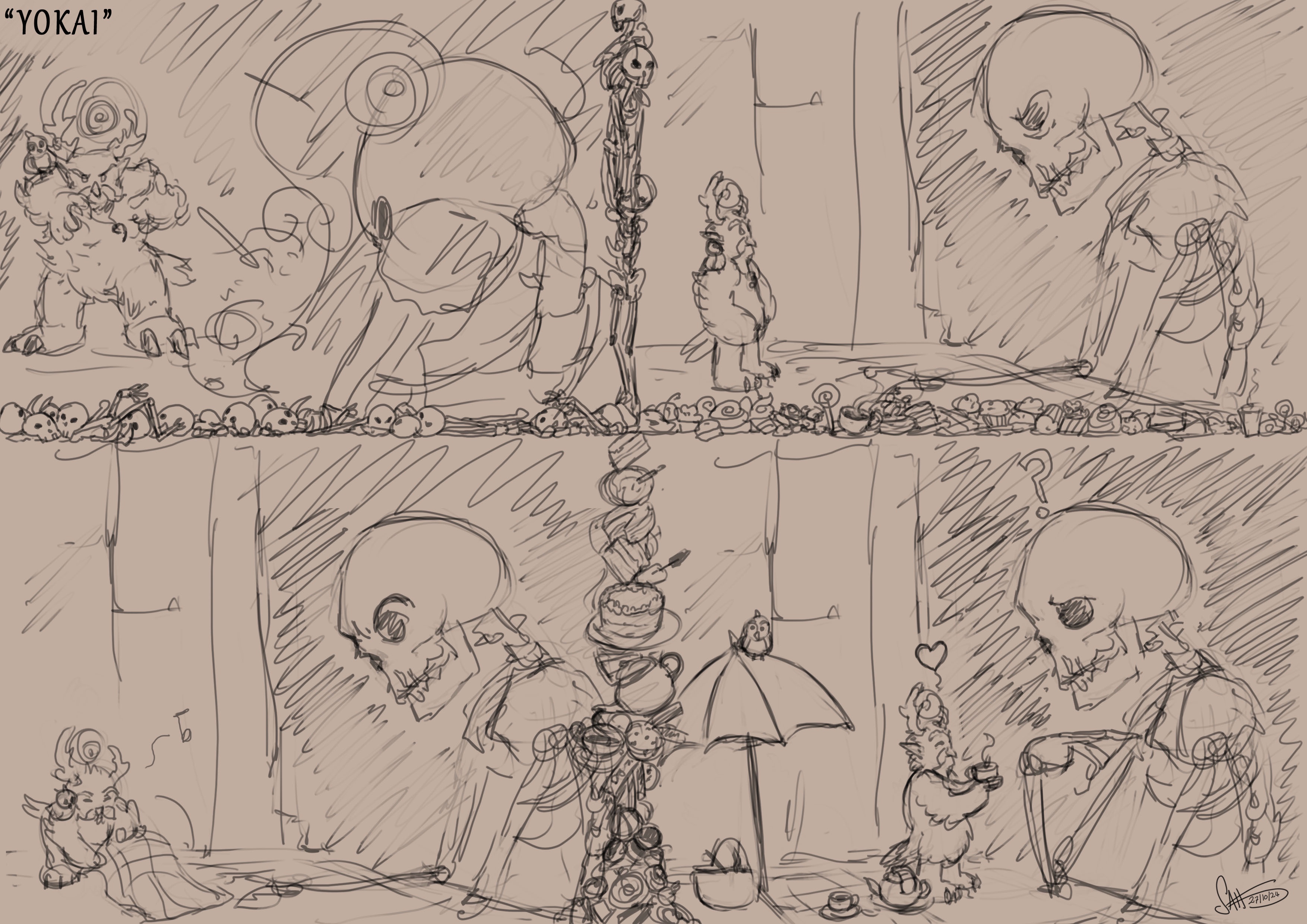 Drawlloween Day 11: Embracing the Yokai Theme
