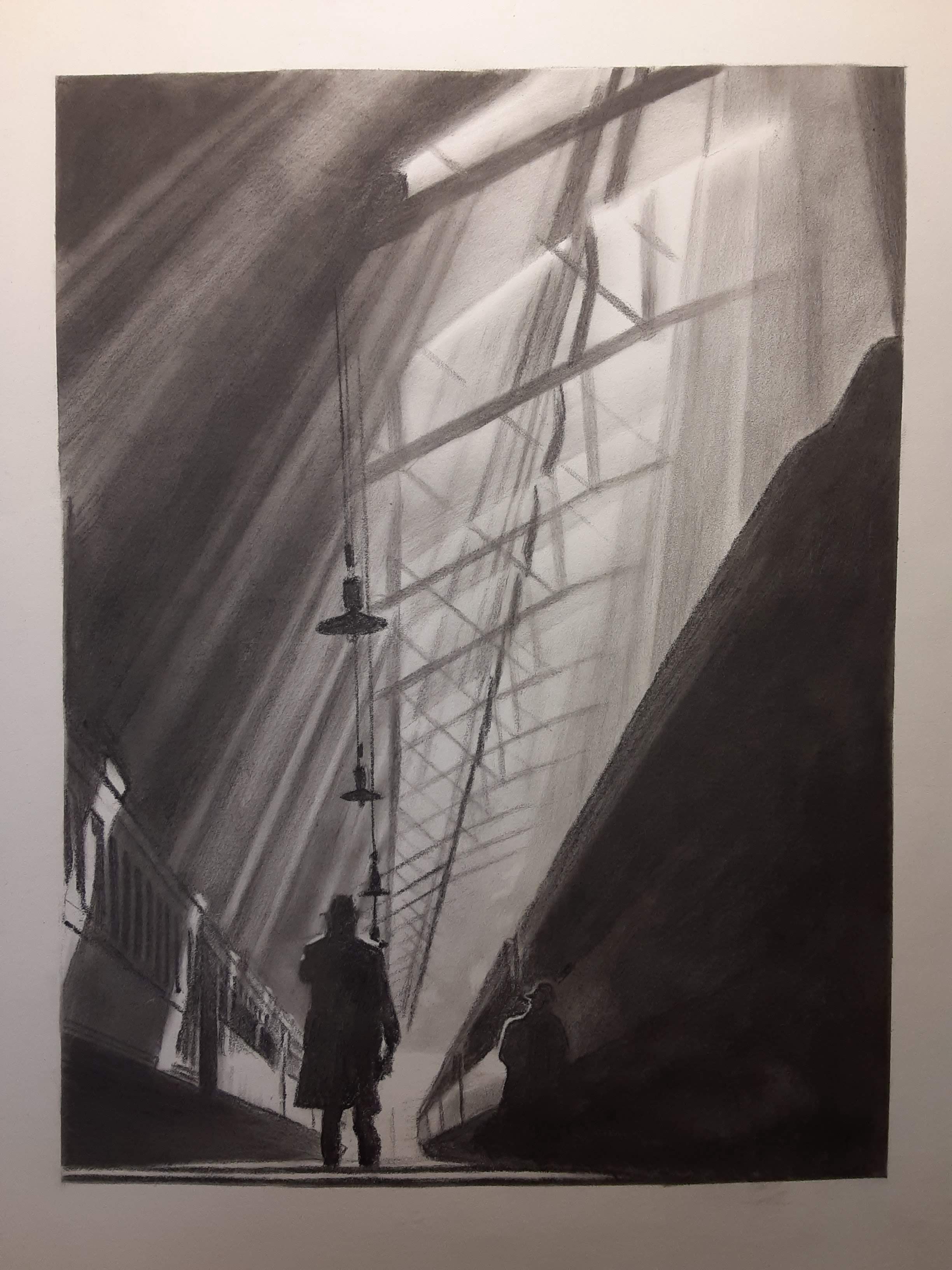 A Glimpse into the Past: Charcoal at Chicago's La Salle St Station in 1936