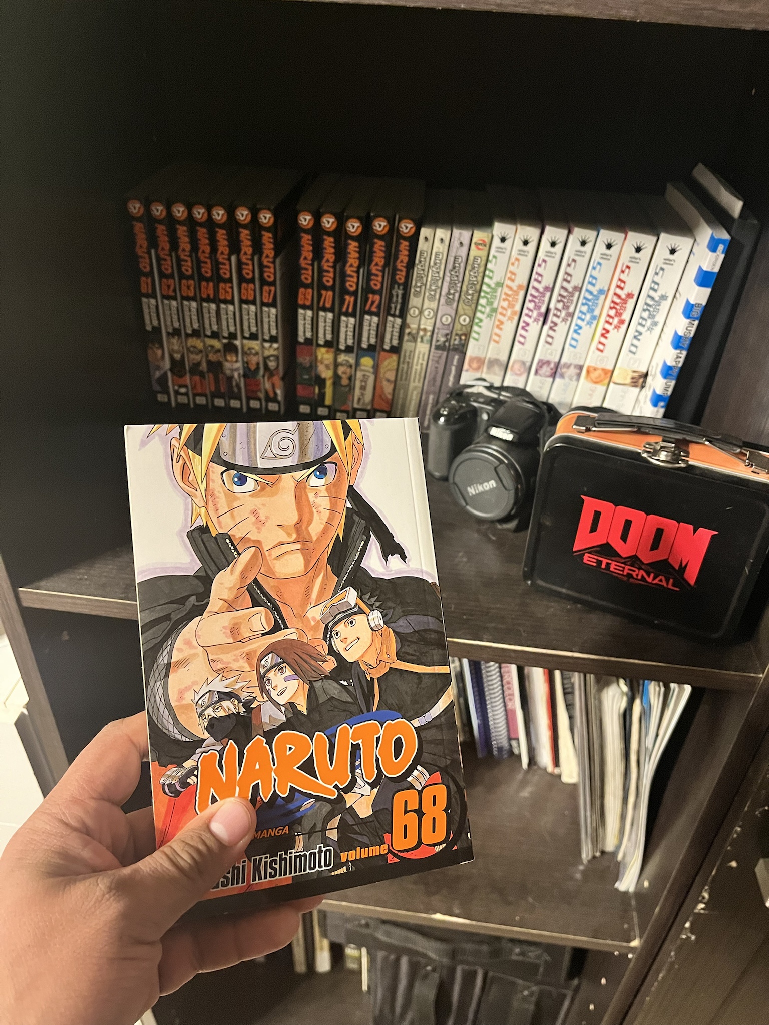 Check it out! My complete Naruto manga collection proudly displayed in my 'nerd cabinet'