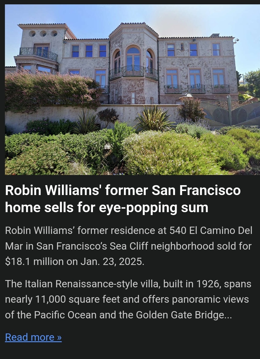 Iconic Actor's Former Mansion in San Francisco Finds a New Owner