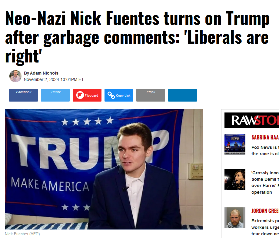 The first rat to abandon ship: a Nazi incel man-child makes his exit.
