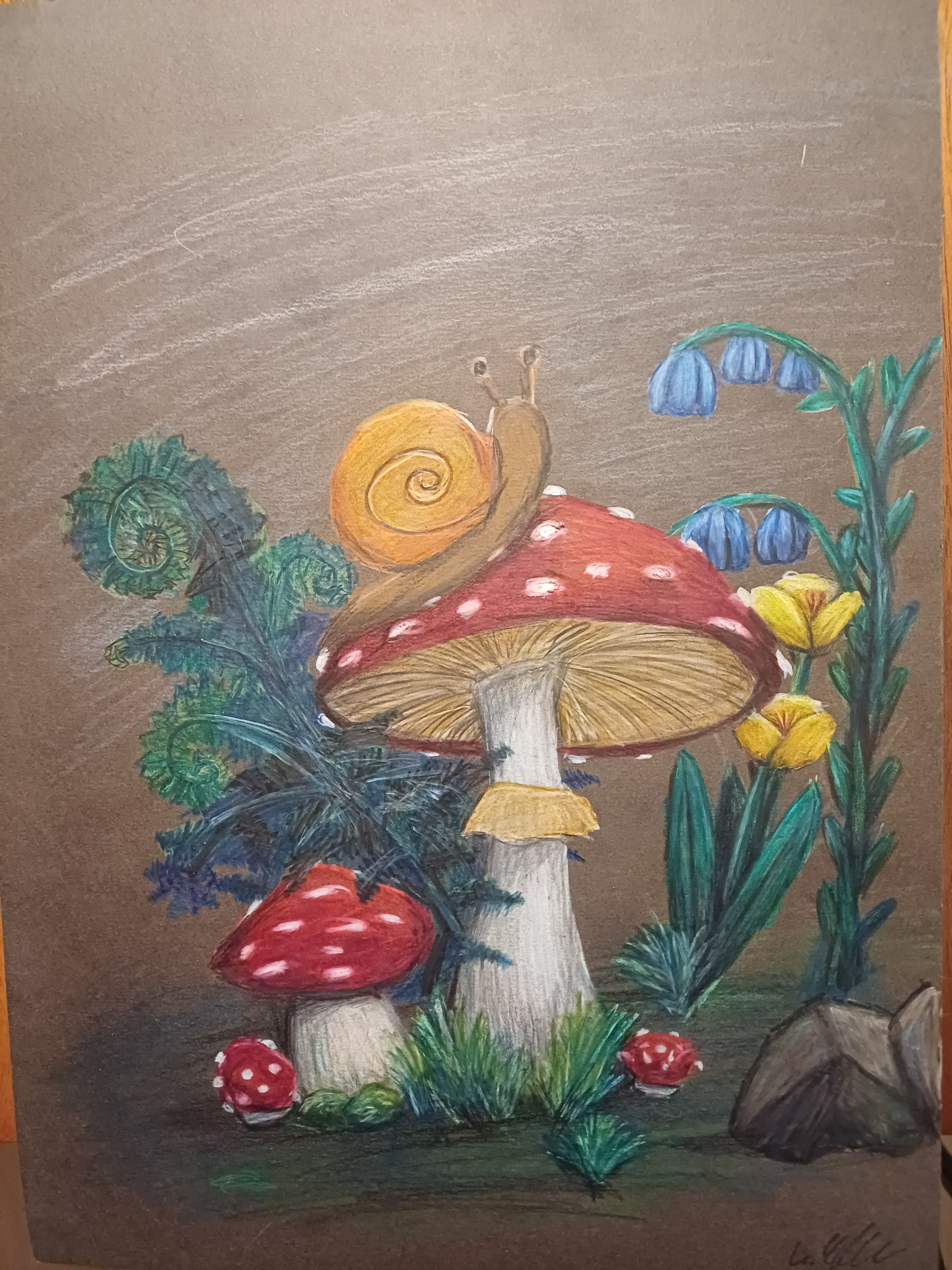 It's Been A While Since I Drew: Check Out My Cute Mushroom Scene!